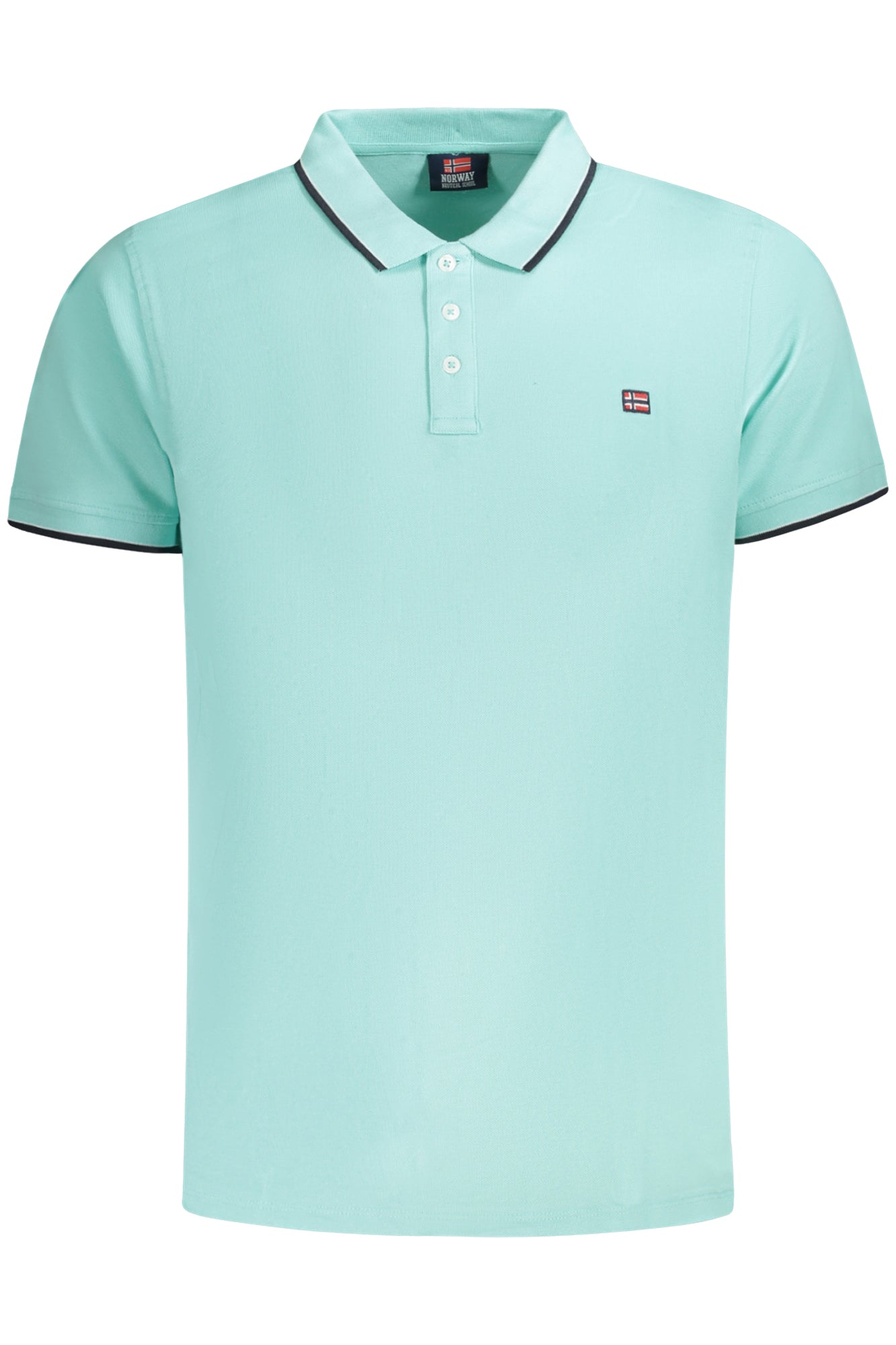 838862_AZCAPRI – Herren Kurzarm-Poloshirt Blau mit Kontrastdetails und Applikation – Größe: M, S, L, XL, 2XL, 3XL – Farbe: Azzurro