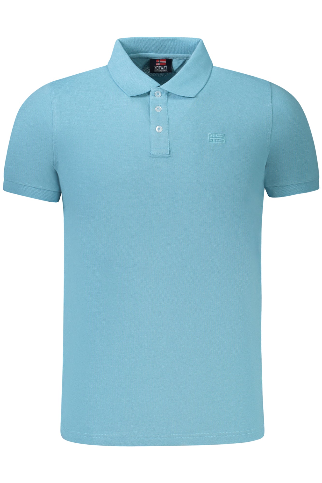 848864_AZPACIFIC – Herren Polo-Shirt Blau mit Stickerei und 3 Knöpfen - Norwegen Stil – Größe: S, M, L, XL, 2XL, 3XL – Farbe: Azzurro