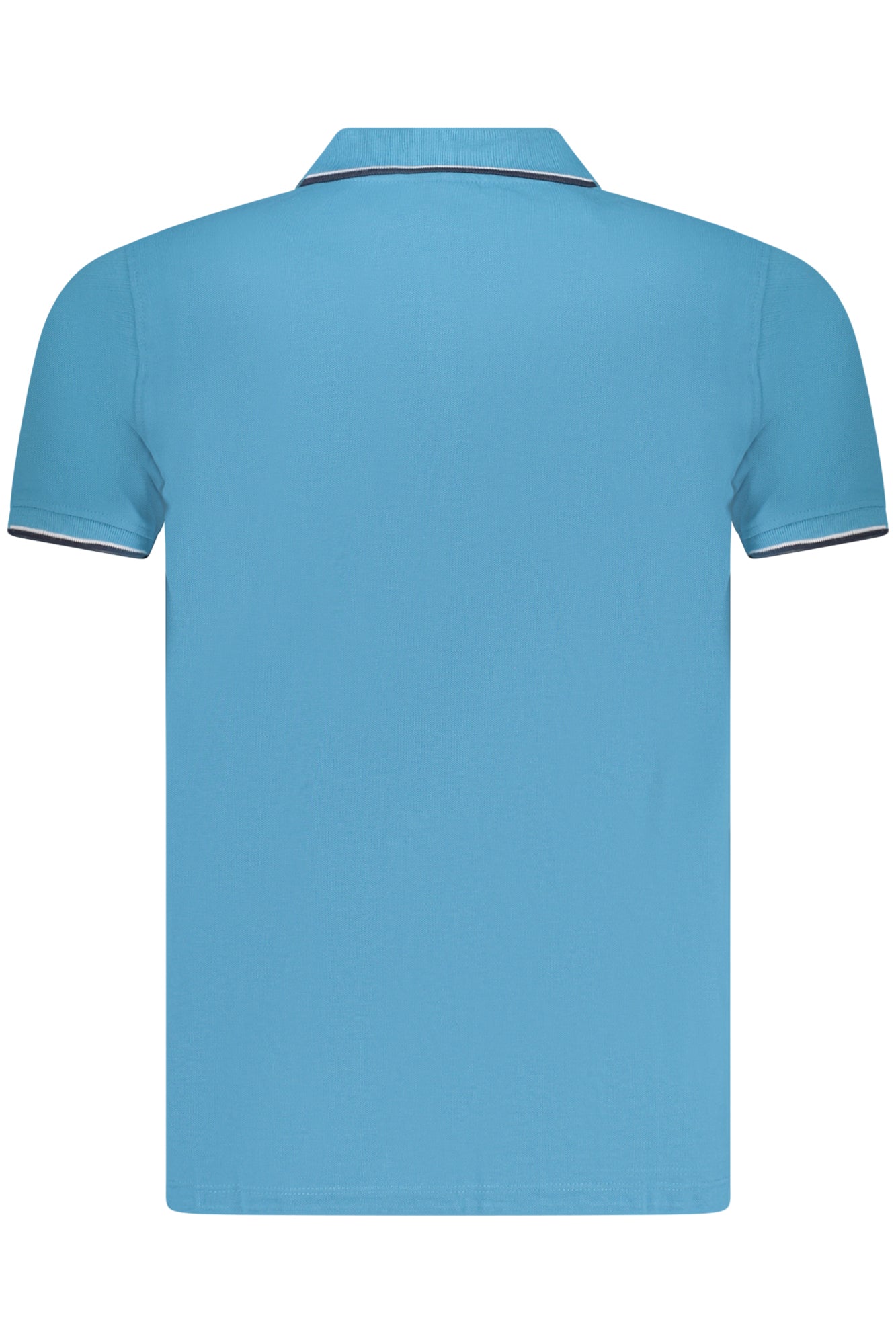 838862_AZMAUI – Blaues Kurzarm-Polohemd für Herren mit Kontrastdetails und Applikation – Größe: S, M, L, XL, 2XL, 3XL – Farbe: Azzurro