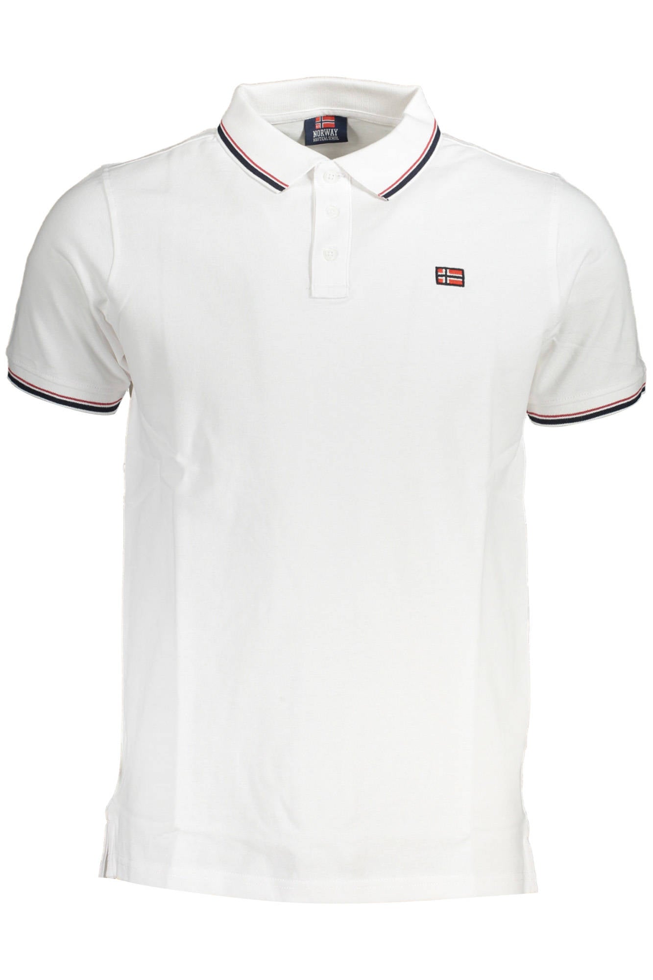838862_BIANCO_WHITE – Kurzarm-Poloshirt Herren Weiß mit Kontrastdetails und Applikation – Größe: M, L, XL, 2XL – Farbe: Bianco