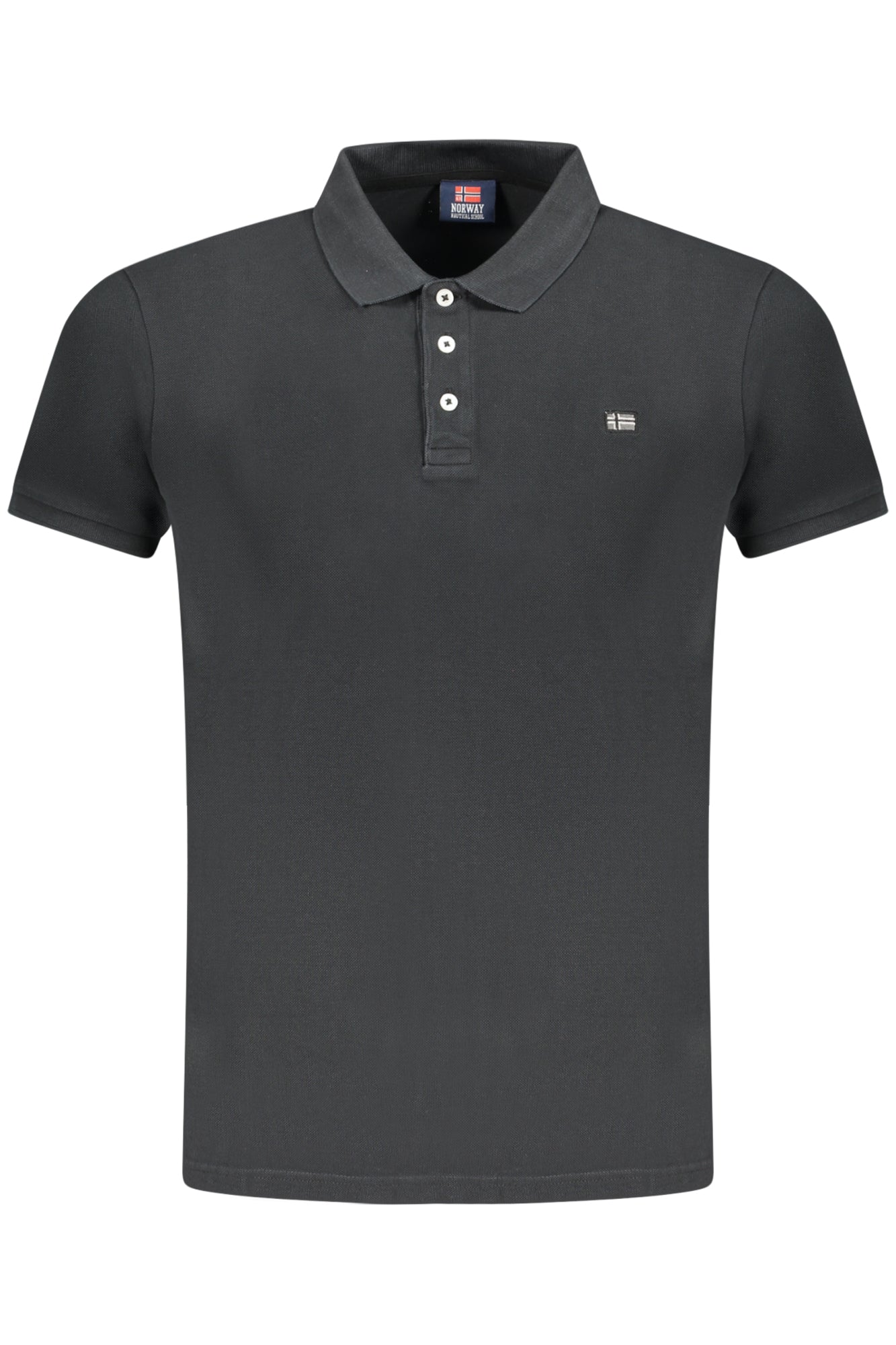 858867_NEBLACK – Herren Kurzarm-Poloshirt in Schwarz mit Stickerei und 3 Knöpfen – Größe: S, M, L, XL, 2XL, 3XL – Farbe: Nero