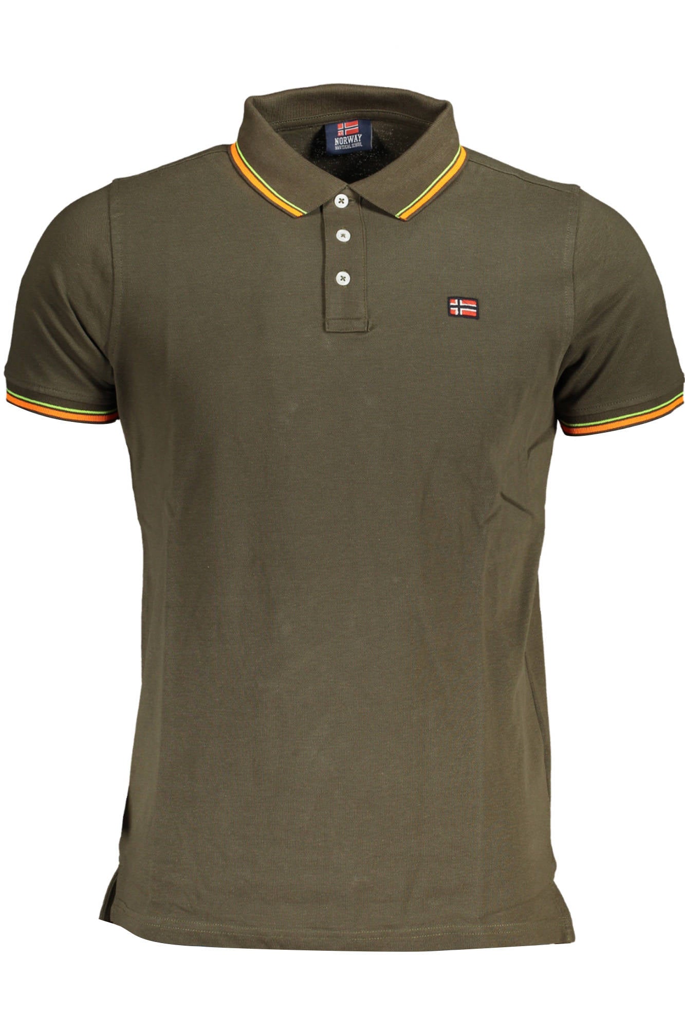 838862_VERDE_MILITY – Grünes Herren Poloshirt mit Kontrastdetails und Applikation – Größe: M, L, XL, 2XL – Farbe: Verde