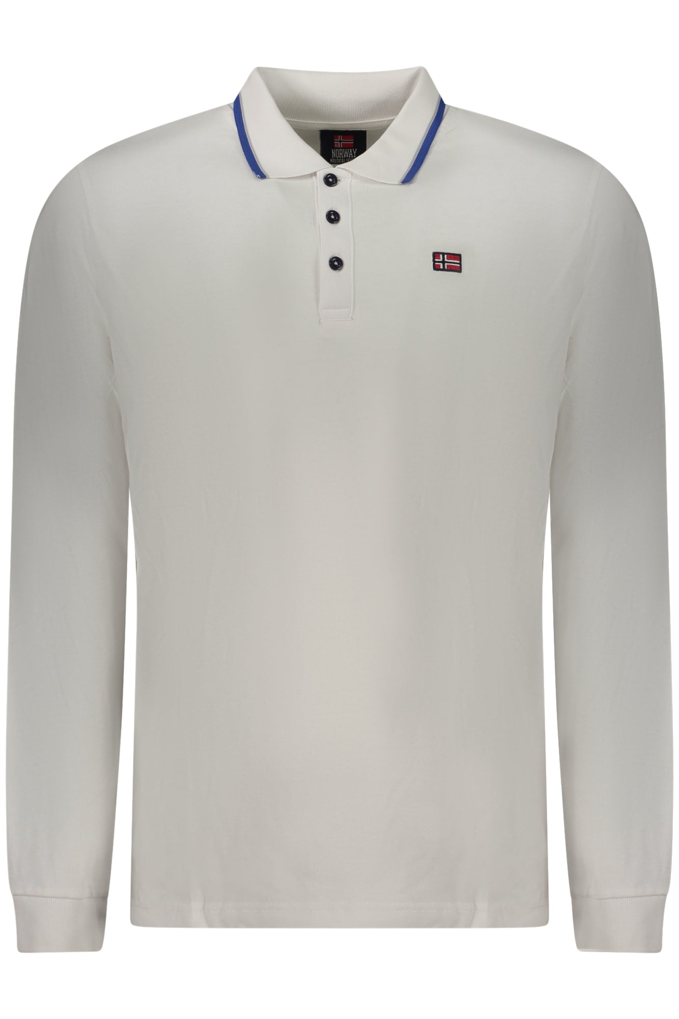 XXX848871_BIOFFWHI – Weißes Langarm-Poloshirt für Herren - Stilvoll mit Stickerei & Details – Größe: S, M, L, XL, 2XL, 3XL – Farbe: Bianco