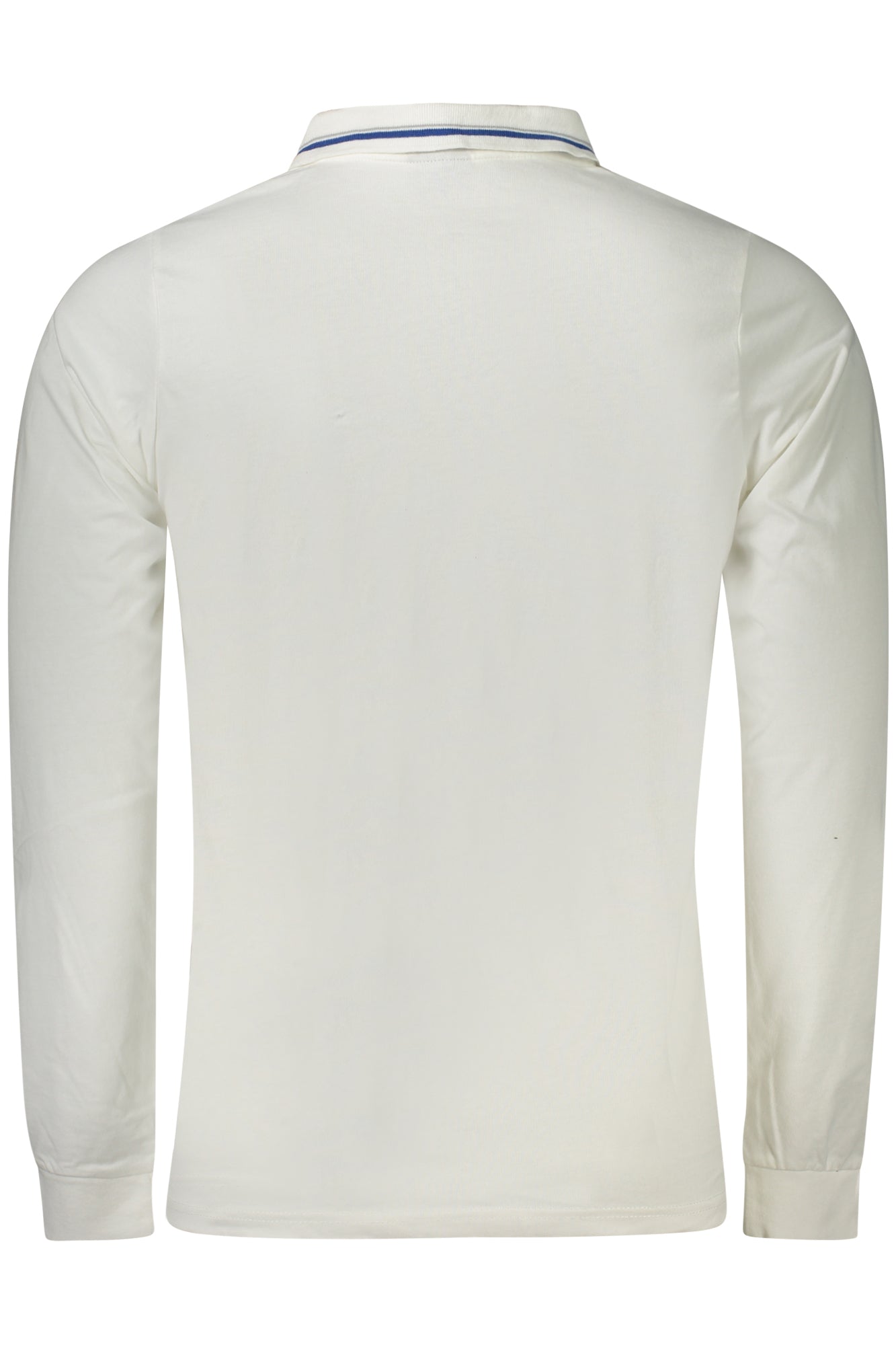848871_BIOFFWHI – Weißes Langarm-Poloshirt für Herren mit Kontrastdetails & Stickerei – Größe: M, L, XL, 2XL, 3XL – Farbe: Bianco