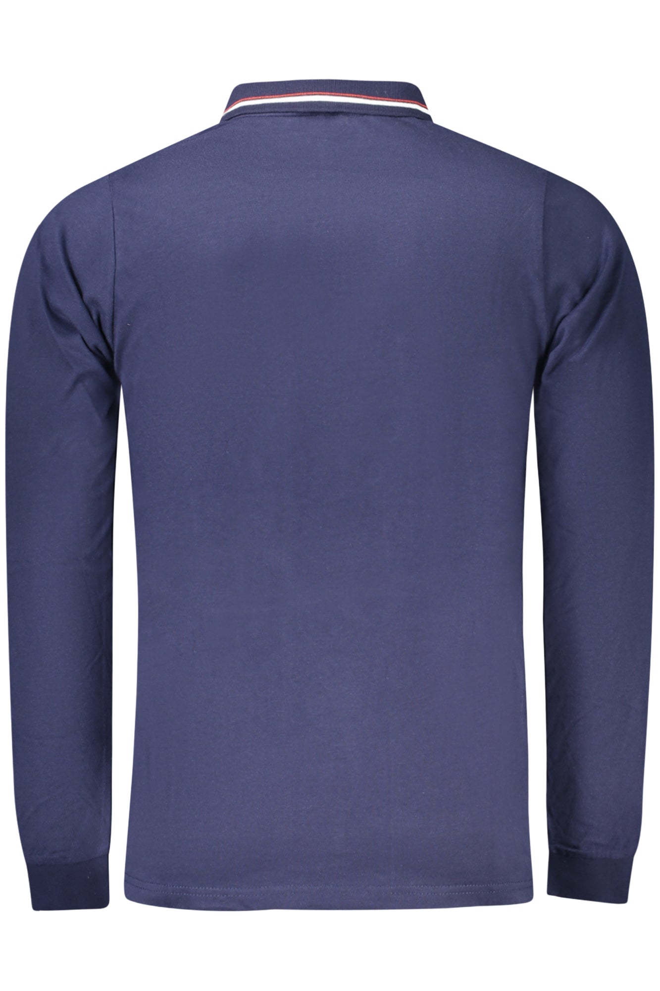 848871_BLNAVY – Elegantes Herren Langarm-Poloshirt Blau mit Kontrast und Stickerei – Größe: M, L, XL, 2XL, 3XL – Farbe: Blu