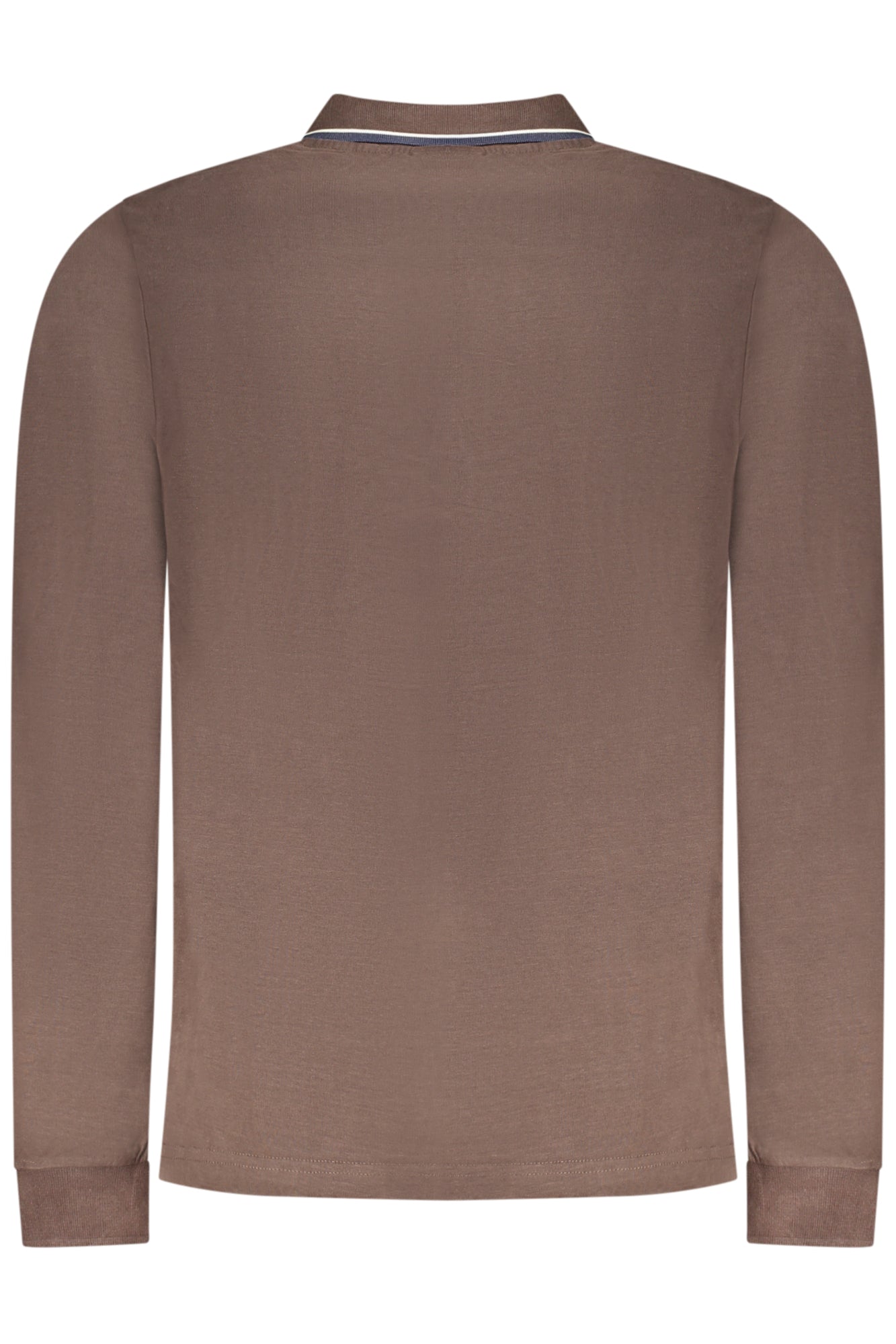 848871_MABROWN – Elegantes braunes Langarm-Poloshirt für Herren mit Details und Stickerei – Größe: S, M, L, XL, 2XL, 3XL – Farbe: Marrone