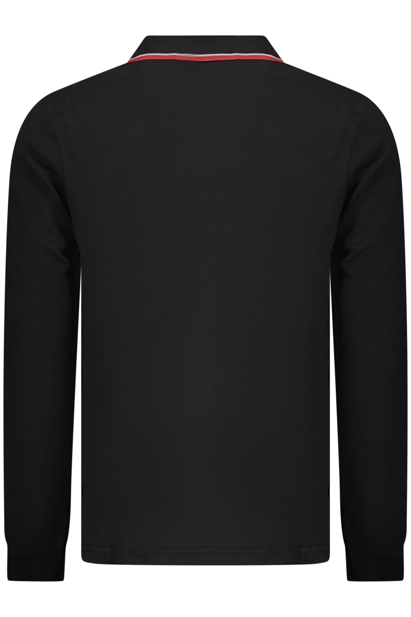 XXX848871_NEBLACK – Herren Langarm-Poloshirt Schwarz mit Kontrastdetails & Stickerei – Größe: S, M, L, XL, 2XL, 3XL – Farbe: Nero