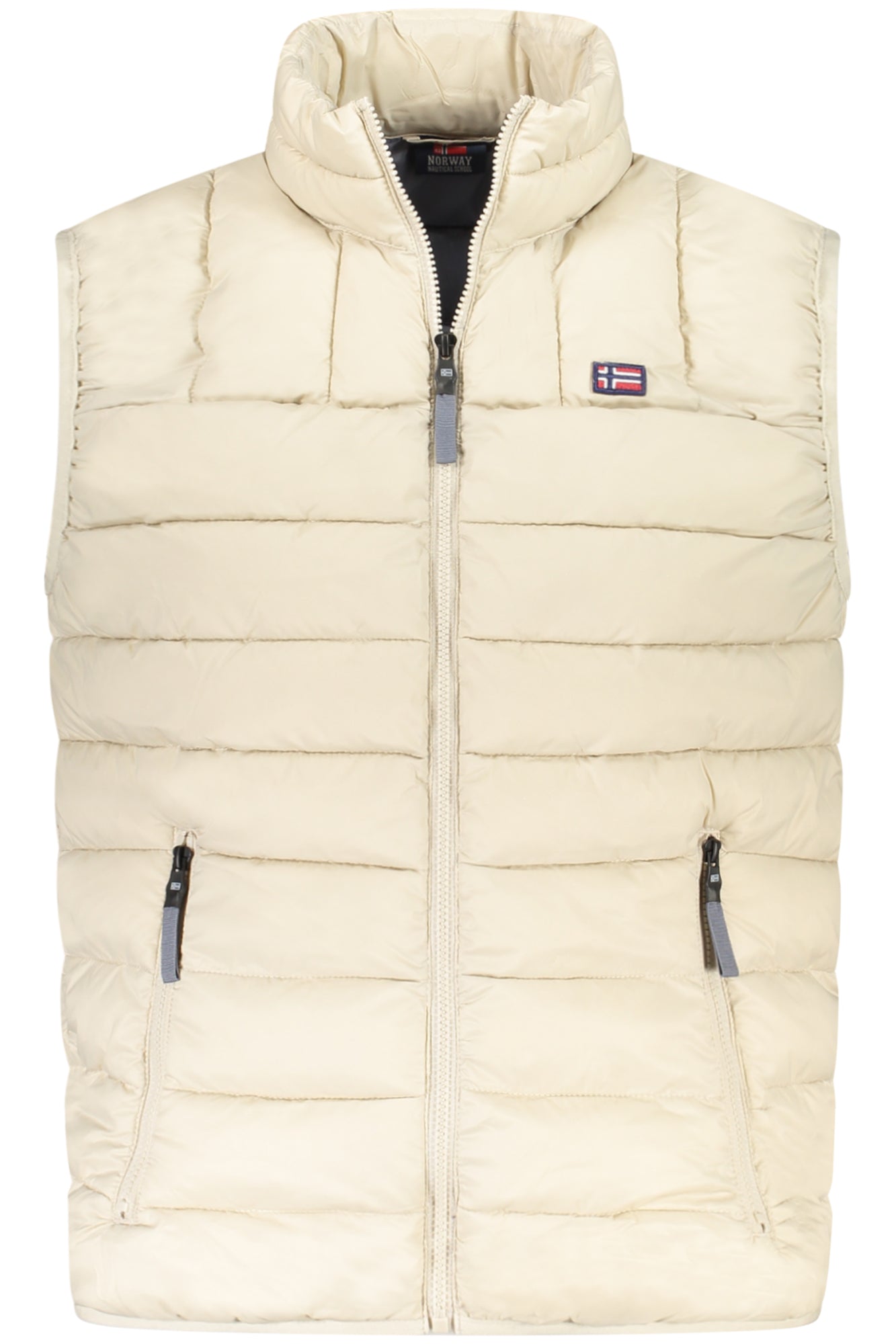 849148_BEROPE – Ärmellose Herrenweste beige mit Reißverschluss und Kontrastdetails – Größe: S, M, L, XL, 2XL, 3XL – Farbe: Beige