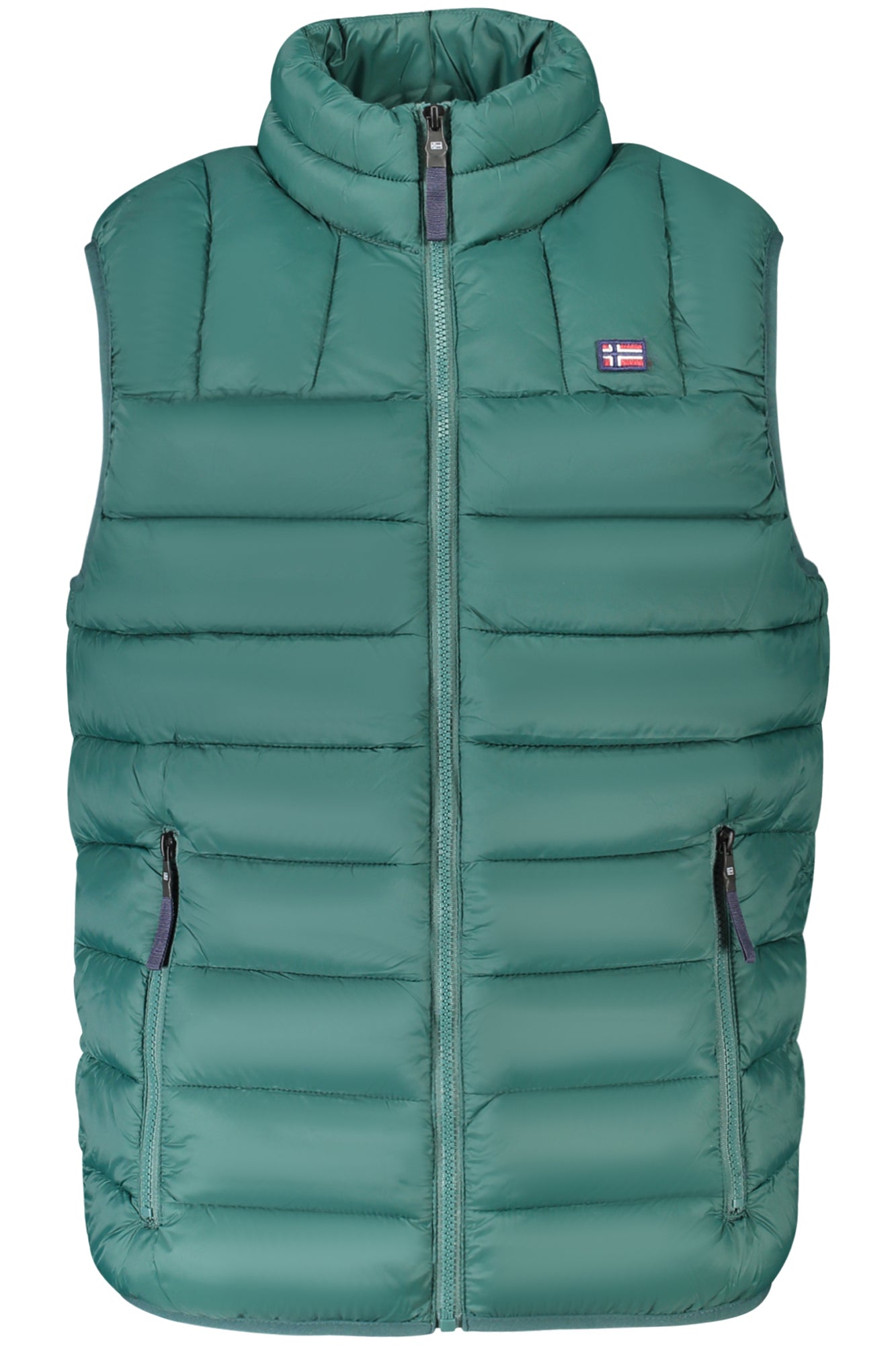 849148_VEALPINE – Ärmelloses Herrenhemd in Grün mit blauen Details und Reißverschluss – Größe: S, M, L, XL, 2XL, 3XL – Farbe: Verde