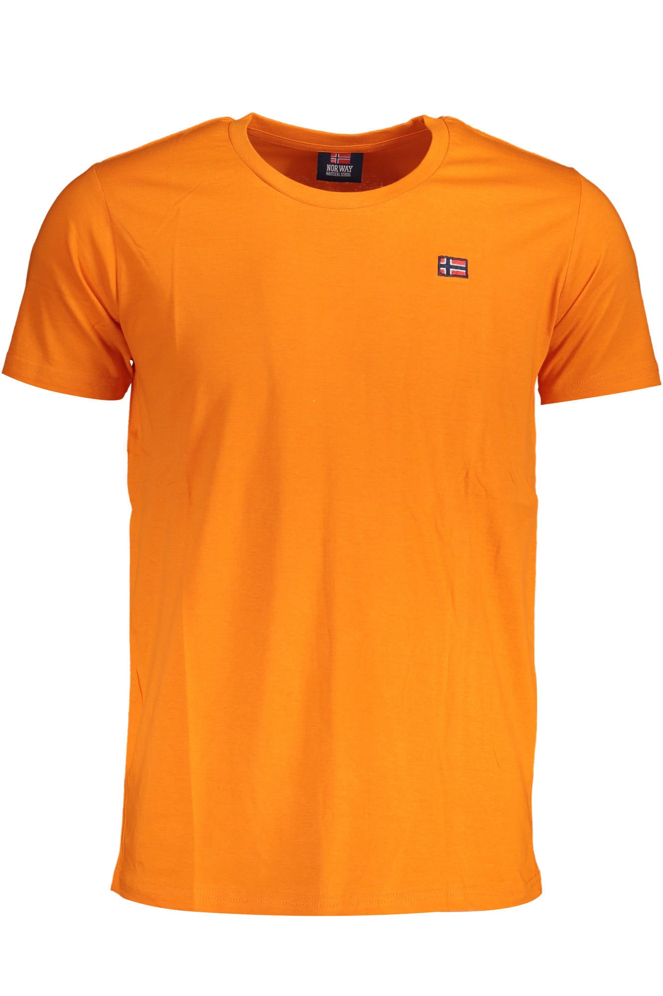 836010_ARANCIO_ORANGE – Herren Kurzarm-T-Shirt Orange mit Rundhalsausschnitt und Applikation – Größe: M, L, XL, 2XL – Farbe: Arancione
