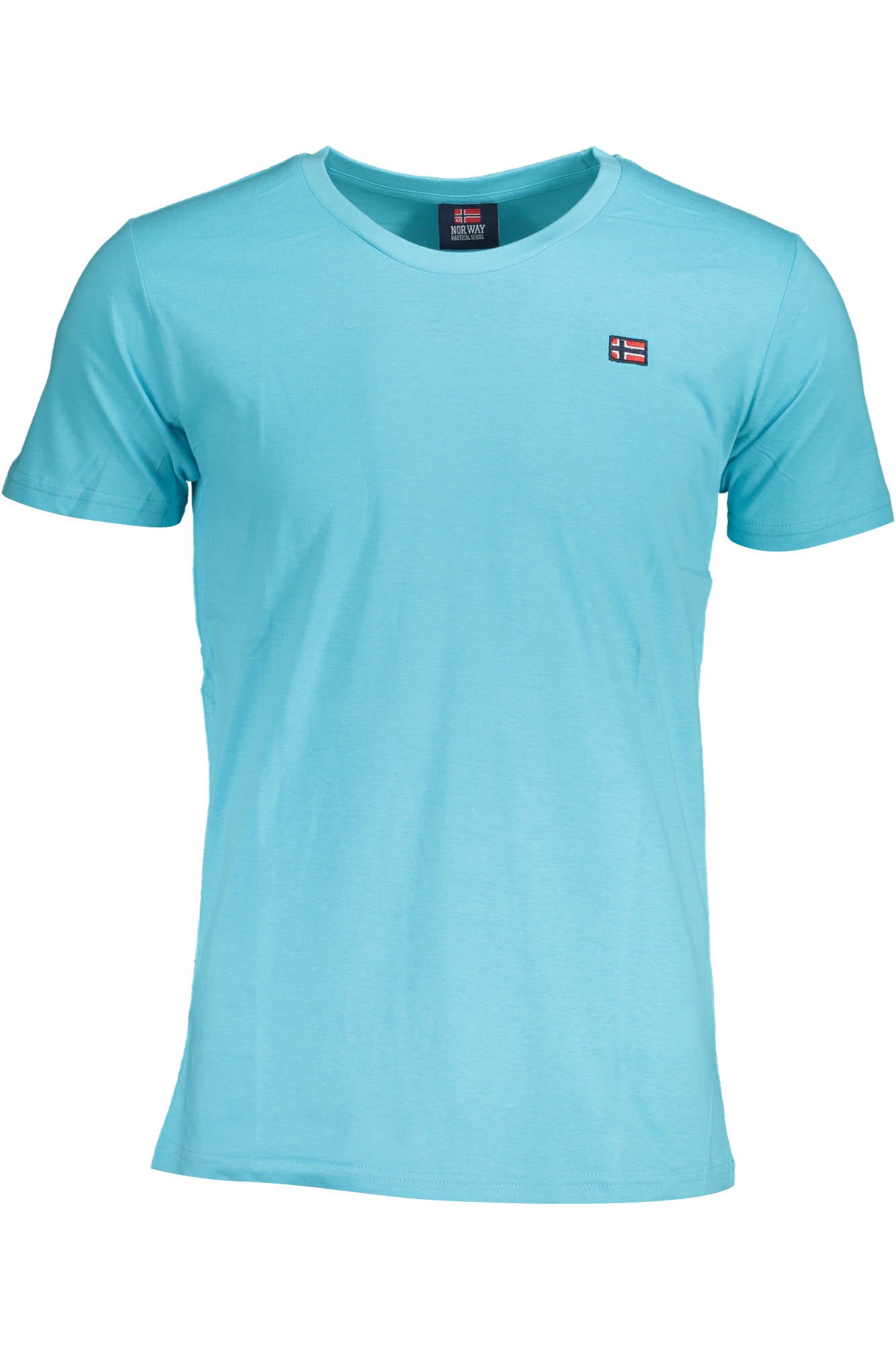 836010_AZZURRO_ACQUA – Herren Kurzarm T-Shirt Blau mit Applikation & Rundhalsausschnitt – Größe: M, L, XL, 2XL – Farbe: Azzurro