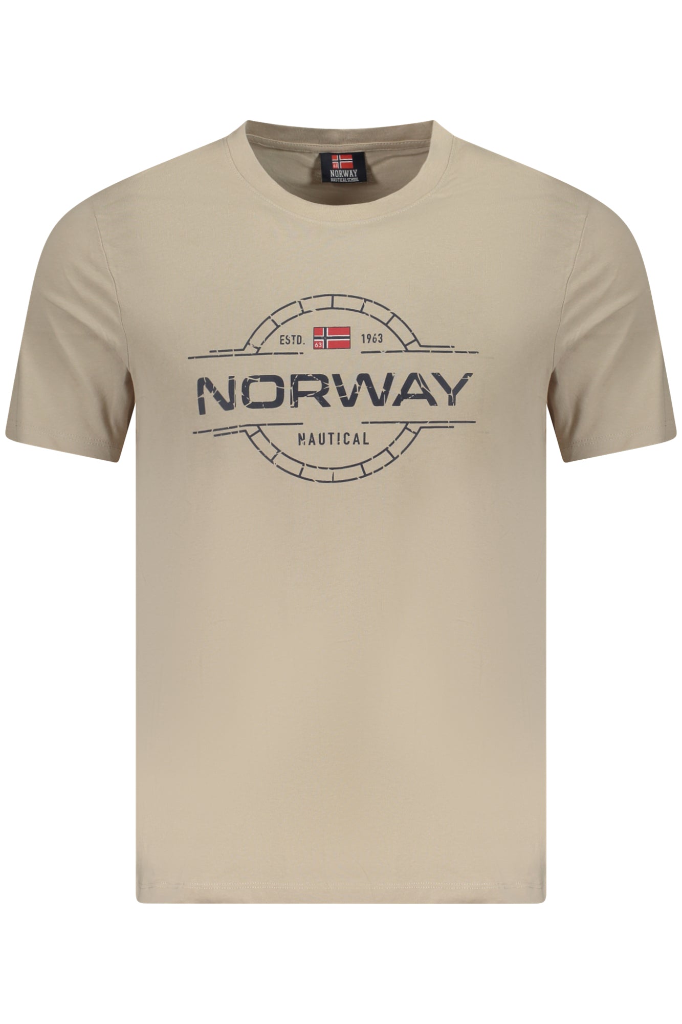 856026_BEROPE – Beiges Norwegen T-Shirt für Herren – Kurzarm mit Logo und Druck – Größe: M, L, XL, 2XL – Farbe: Beige