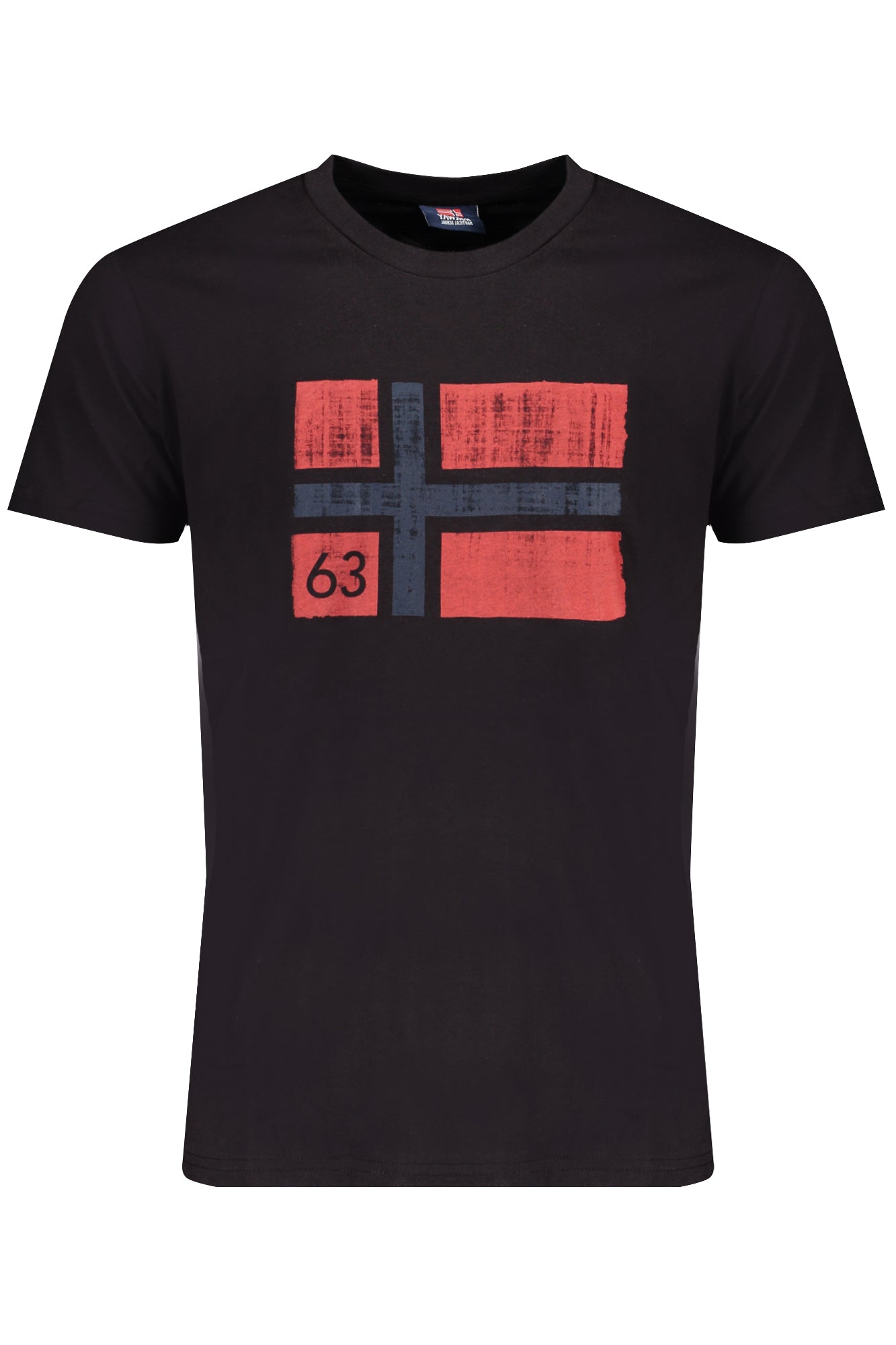 846019_NEBLACK – Herren T-Shirt: Kurzarm, Rundhals, Schwarz - Norwegen 1963 Design – Größe: M, L, XL, 2XL – Farbe: Nero