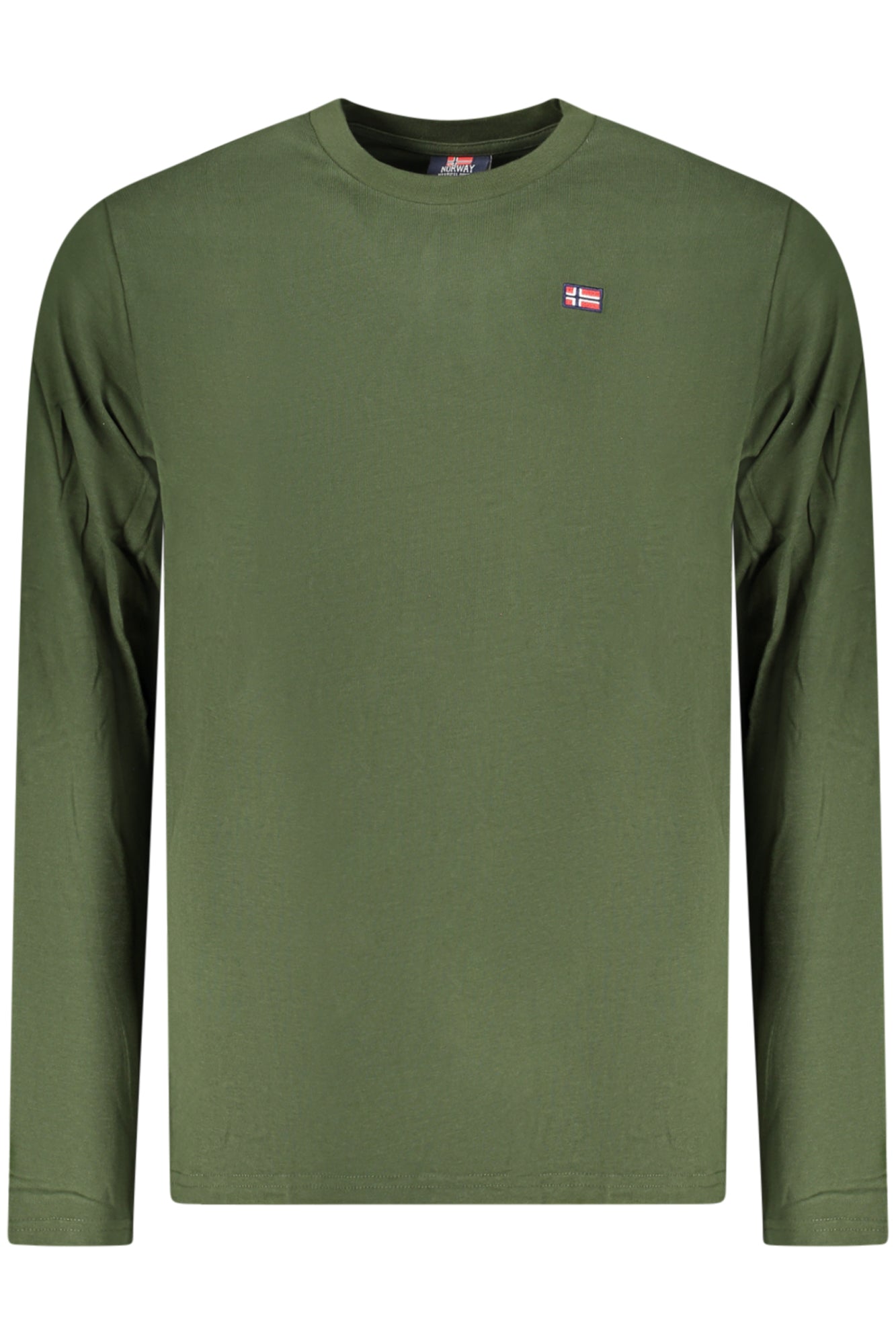 856072_VEARMY – Herren Langarmshirt Grün mit Norwegen-Applikation und Rundhalsausschnitt – Größe: S, M, L, XL, 2XL, 3XL – Farbe: Verde