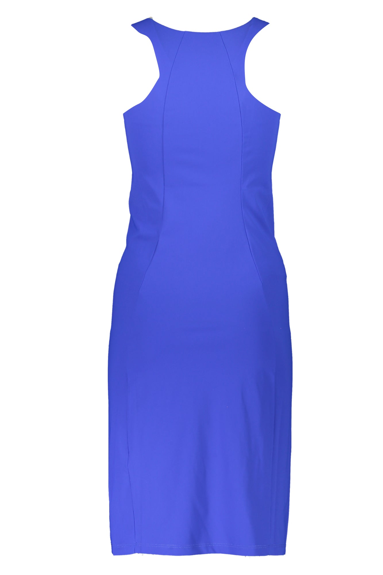 CA1431JZ26_BLCA01 – Langes Damenkleid Blau mit Rundhals und Amerikanischen Trägern – Größe: XS, S, M, L – Farbe: Blu