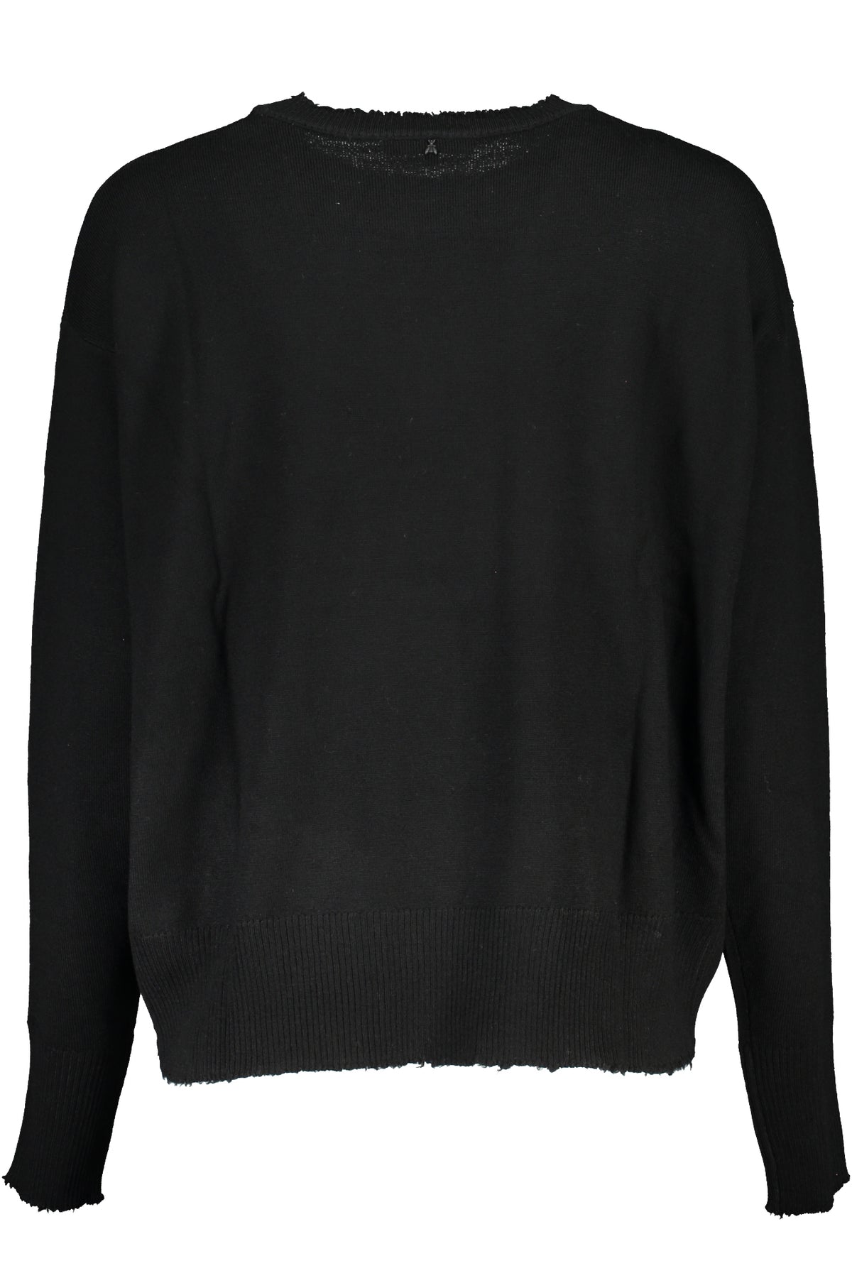2K0185KM36_NEK103NERO – Eleganter Damenpullover Schwarz mit Kontrastdetails & Rundhals – Größe: XS, S, M – Farbe: Nero