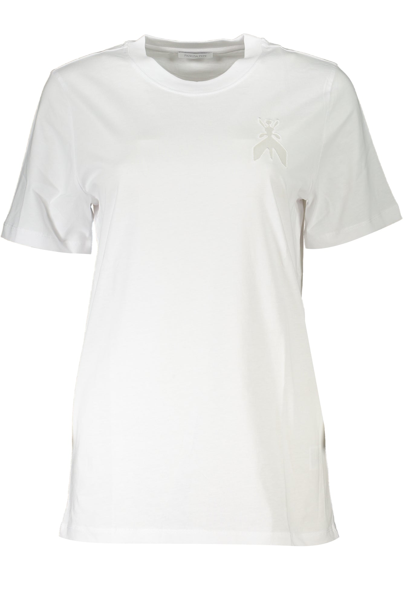 2M4381J159_BIW103 – Damen Kurzarm T-Shirt aus Bio-Baumwolle mit Stickerei in Weiß – Größe: XS, S, M, L – Farbe: Bianco
