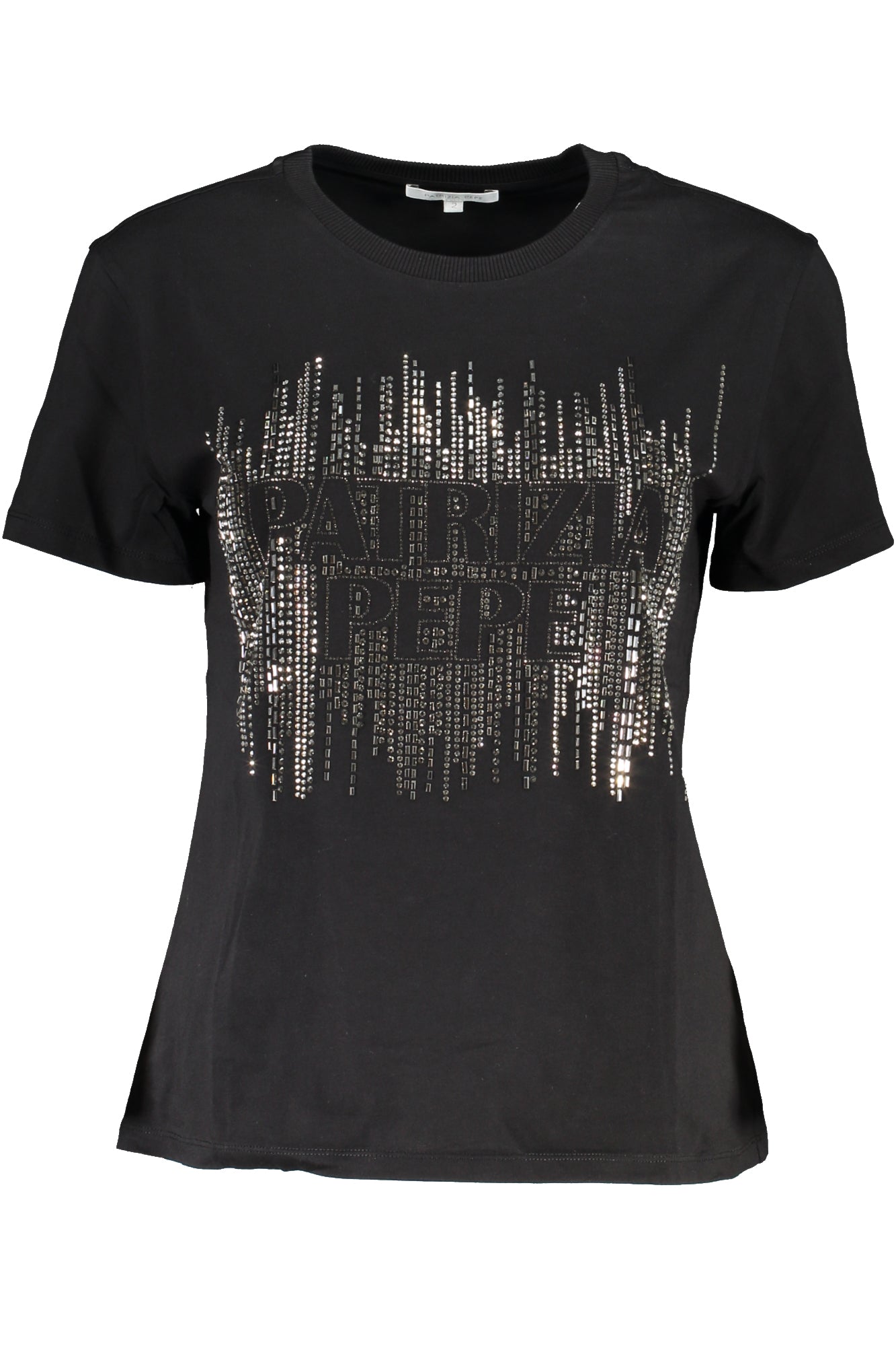 2M4341J043_NEK103NERO – Damen Schwarz Kurzarm T-Shirt mit Rundhals & Kontrastdetails – Größe: XS, S – Farbe: Nero