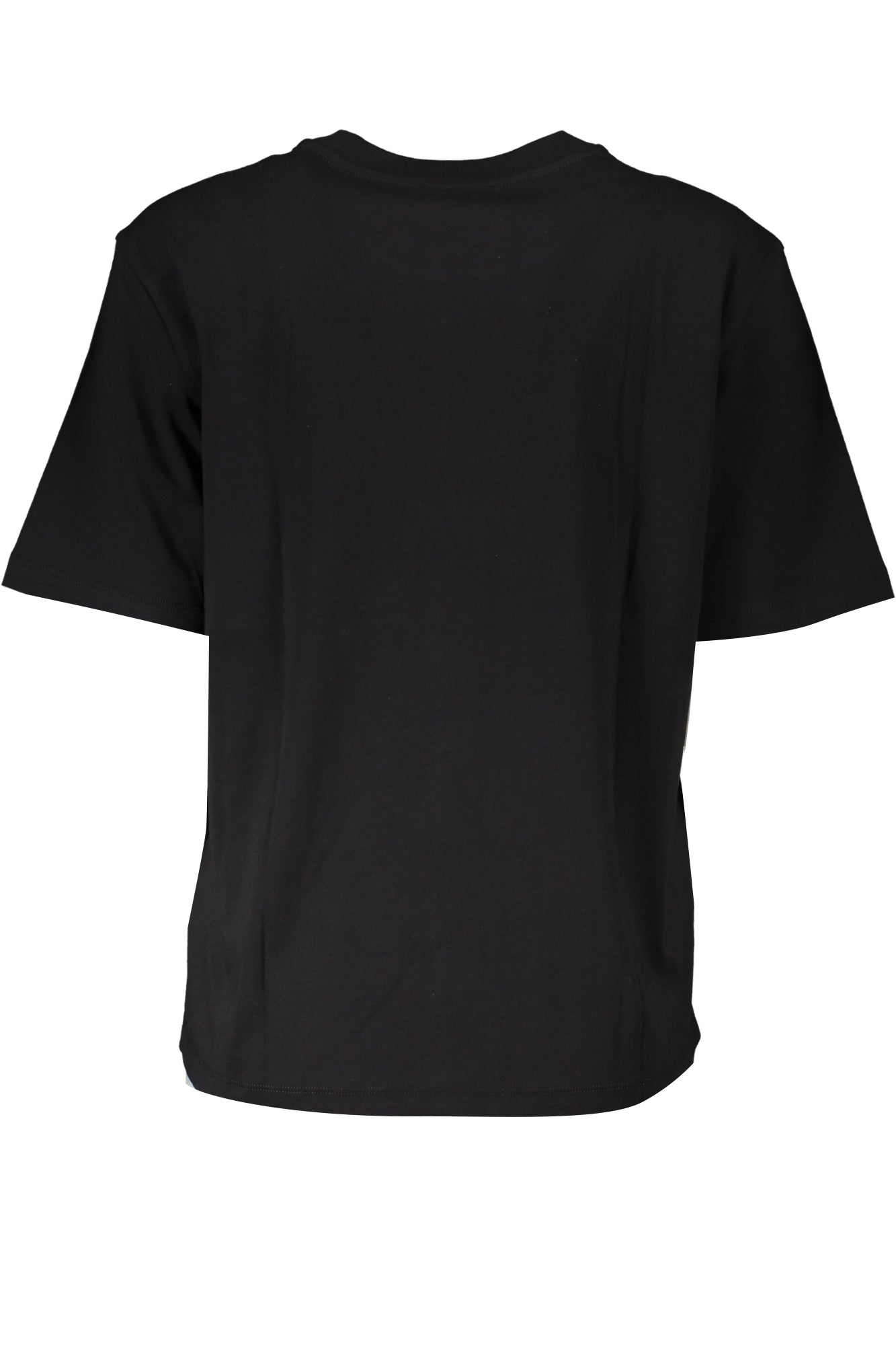 2M4389J089_NEK103 – Schwarzes Damen T-Shirt: Kurzarm, Rundhals, Strass, Bio-Baumwolle – Größe: XS, S, M, L – Farbe: Nero