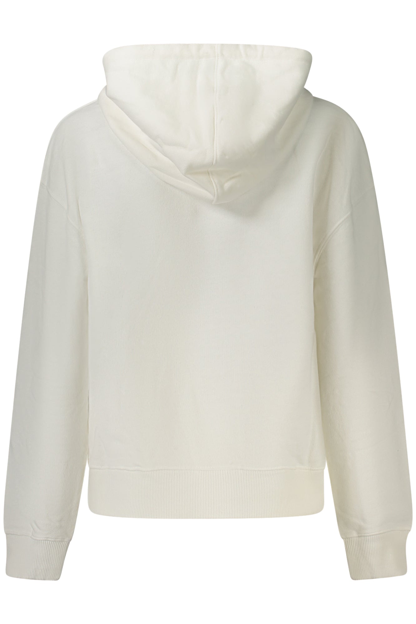 PL581483MADDYHOODIE_BI808 – Damen-Sweatshirt weiß: Kapuzenpullover aus Biobaumwolle mit Druck – Größe: XS, S, M, L, XL – Farbe: Bianco