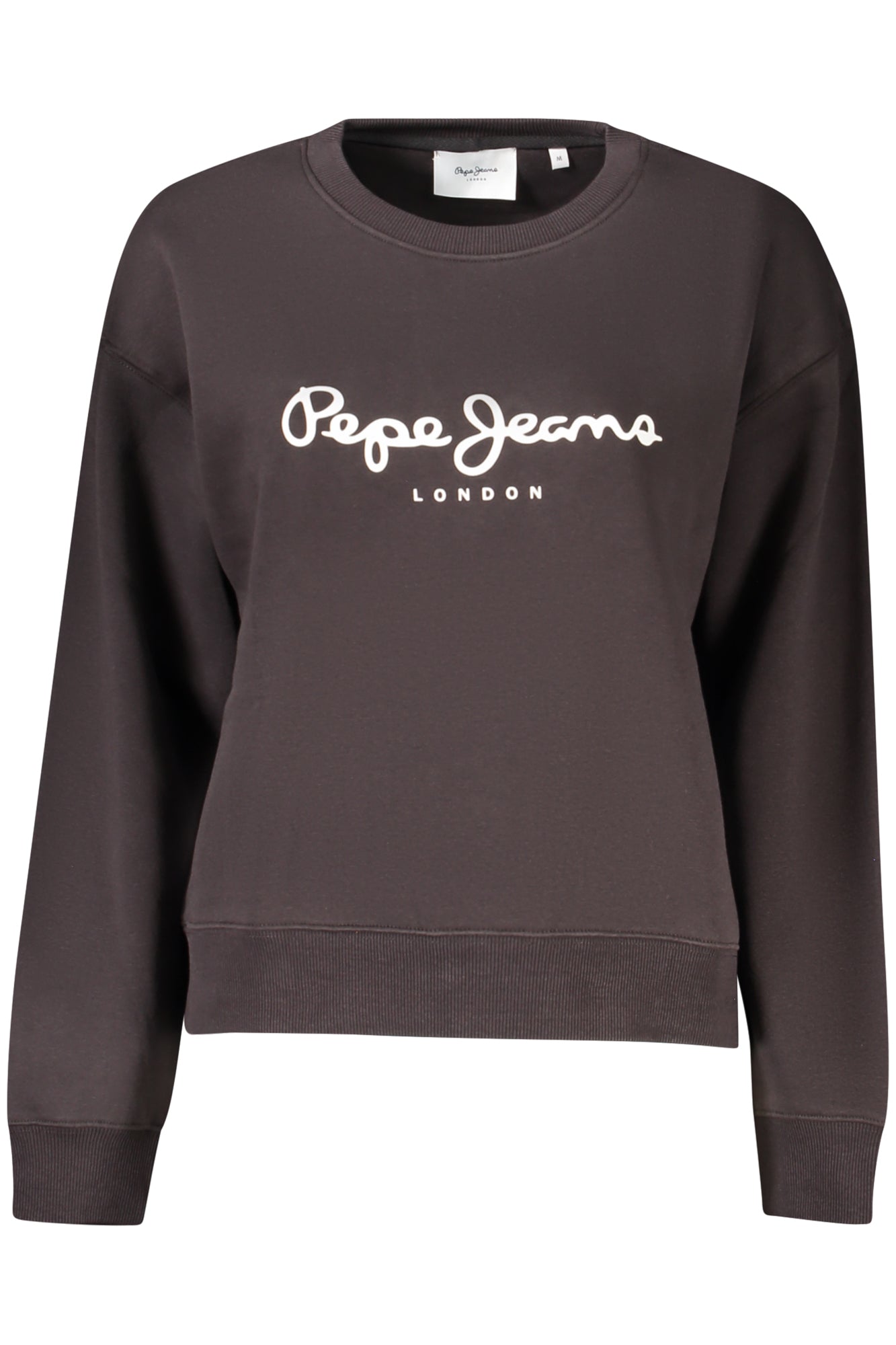 PL5800002_NE999 – Damenpullover: Schwarzes Sweatshirt aus Bio-Baumwolle mit Logo-Print – Größe: XS, S, M, L, XL – Farbe: Nero