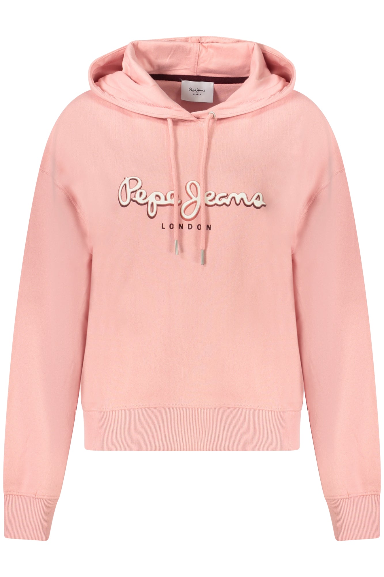 PL581483MADDYHOODIE_RS316 – Rosa Damenpullover aus nachhaltiger Baumwolle mit Kapuze und Aufdruck – Größe: XS, S, M, L, XL – Farbe: Rosa