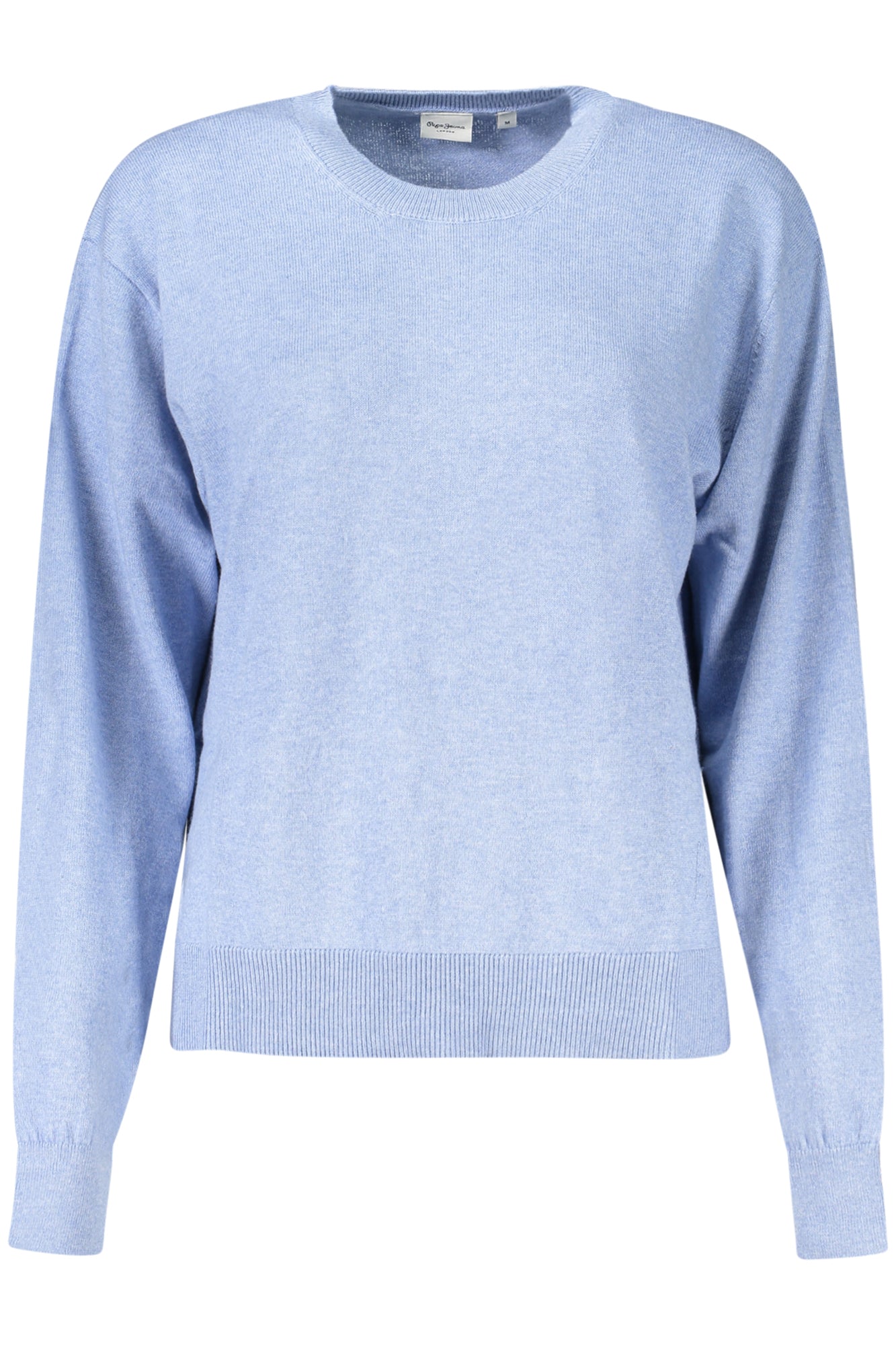 PL7000035CORALINECREW_AZ532 – Damen Langarmshirt: Rundhals, Stickerei & Seitenschlitze - Blau – Größe: XS, S, M, L, XL – Farbe: Azzurro
