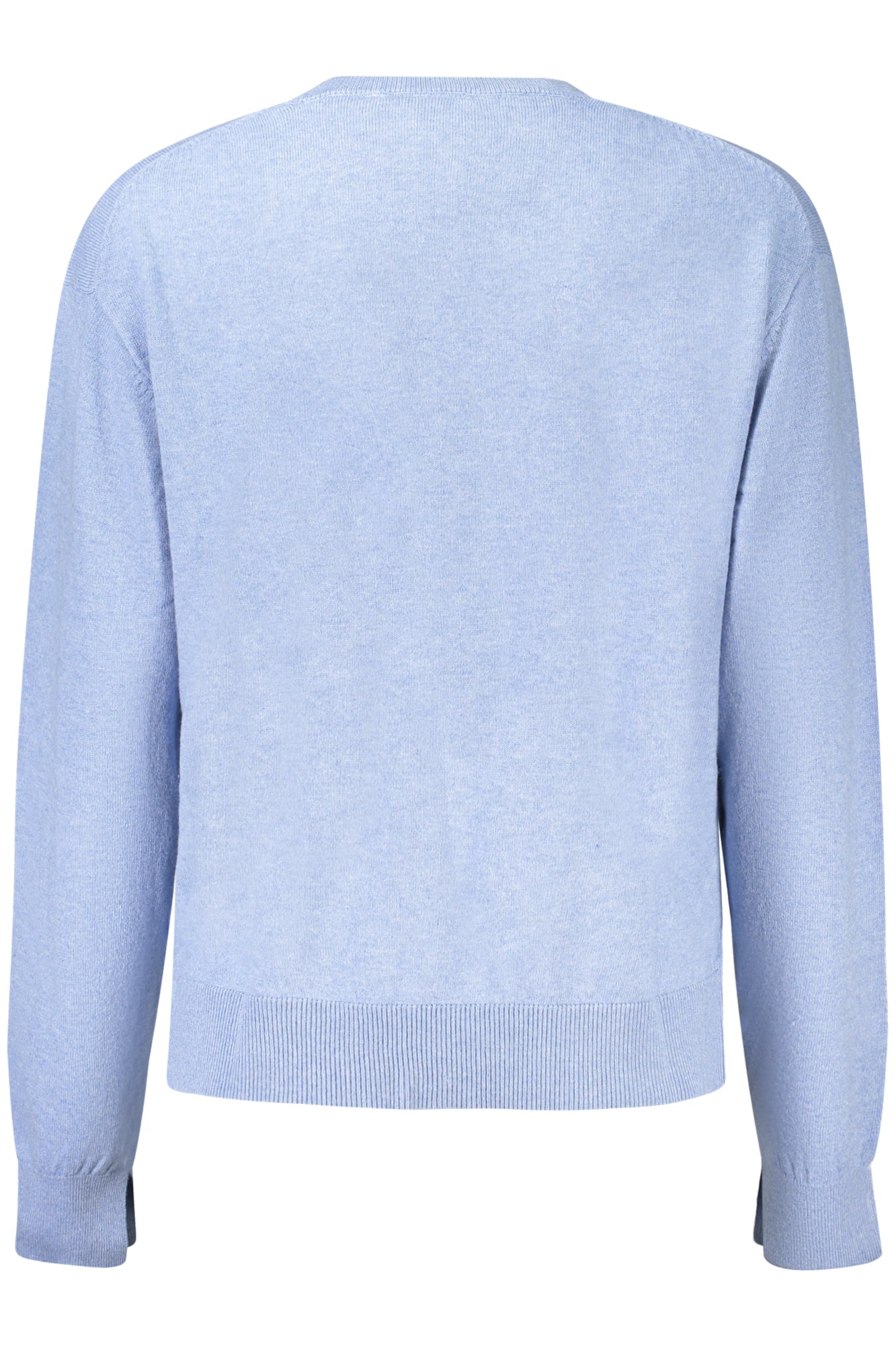 PL7000035CORALINECREW_AZ532 – Damen Langarmshirt: Rundhals, Stickerei & Seitenschlitze - Blau – Größe: XS, S, M, L, XL – Farbe: Azzurro