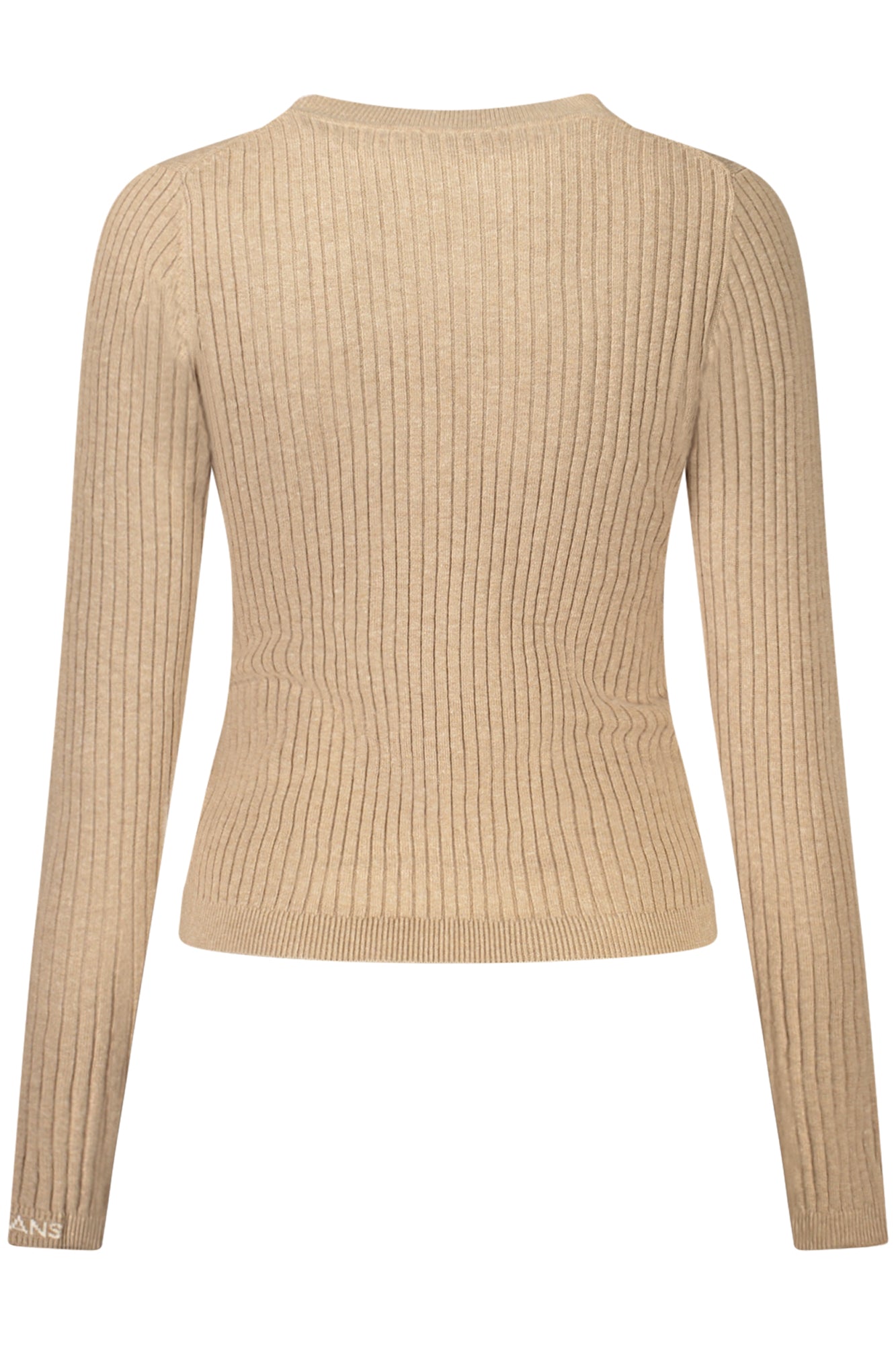 PL7000025CARLACREW_BE844 – Beigefarbener Damenpullover mit Rundhalsausschnitt und Stickerei – Größe: XS, S, M, L, XL – Farbe: Beige