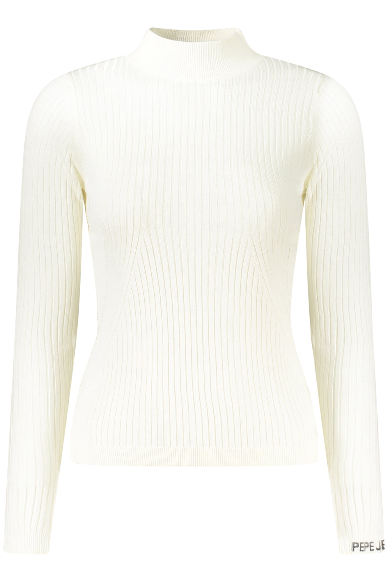 PL7000026CARLAPERKINS_BI808 – Eleganter Damenpullover mit hohem Kragen und Stickerei in Weiß – Größe: XS, S, M, L, XL – Farbe: Bianco