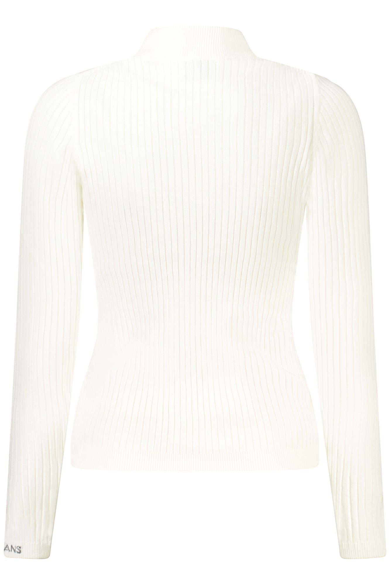 PL7000026CARLAPERKINS_BI808 – Eleganter Damenpullover mit hohem Kragen und Stickerei in Weiß – Größe: XS, S, M, L, XL – Farbe: Bianco
