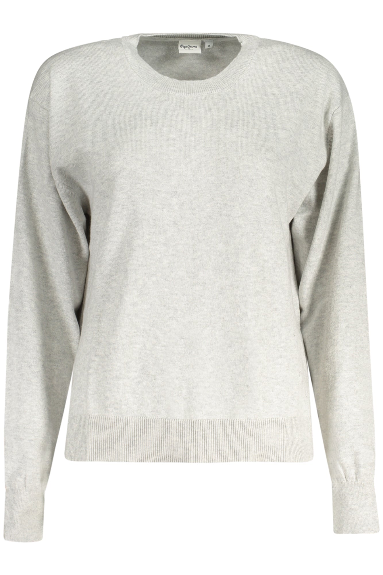 PL7000035CORALINECREW_GR913 – Grauer Damenpullover mit Rundhalsausschnitt und Stickerei-Details – Größe: XS, S, M, L, XL – Farbe: Grigio