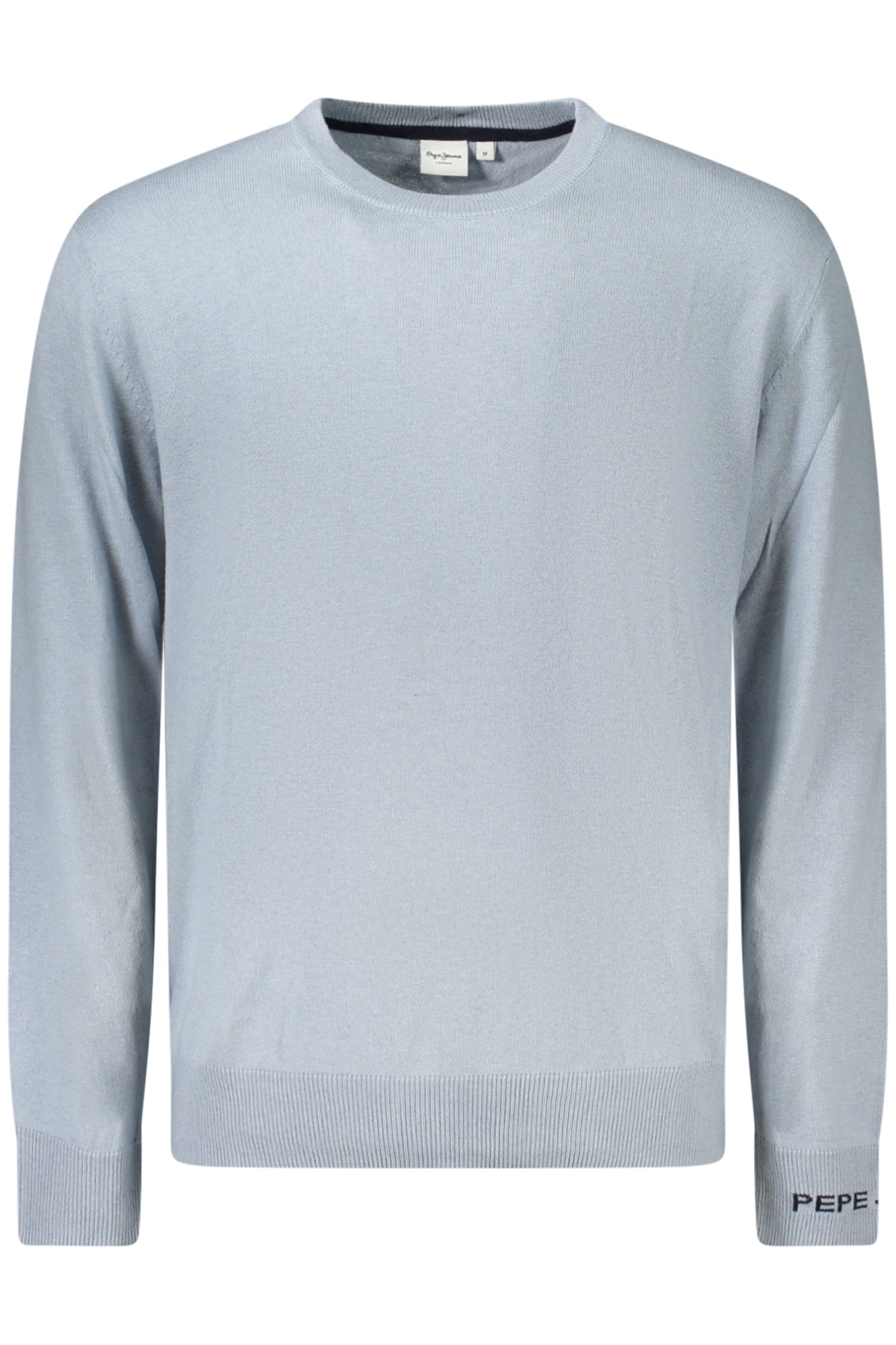 PM7000013ANDRE CREW NECK_AZ523 – Blauer Herrenpullover mit Rundhals und Stickerei – Stilvoll & Elegant – Größe: S, M, L, XL, 2XL – Farbe: Azzurro