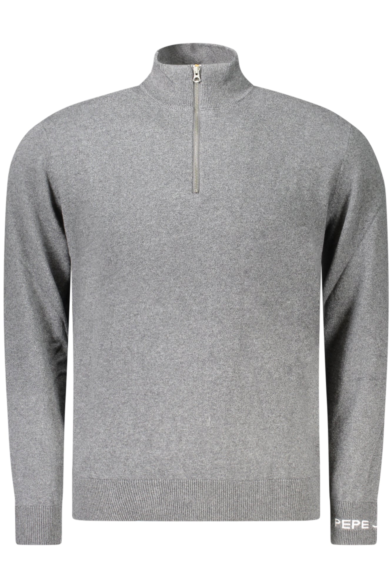 PM7000012ANDRE MOCK IPPER_GR963 – Grauer Herrenpullover mit Stickerei und halbem Reißverschluss – Größe: S, M, L, XL, 2XL – Farbe: Grigio