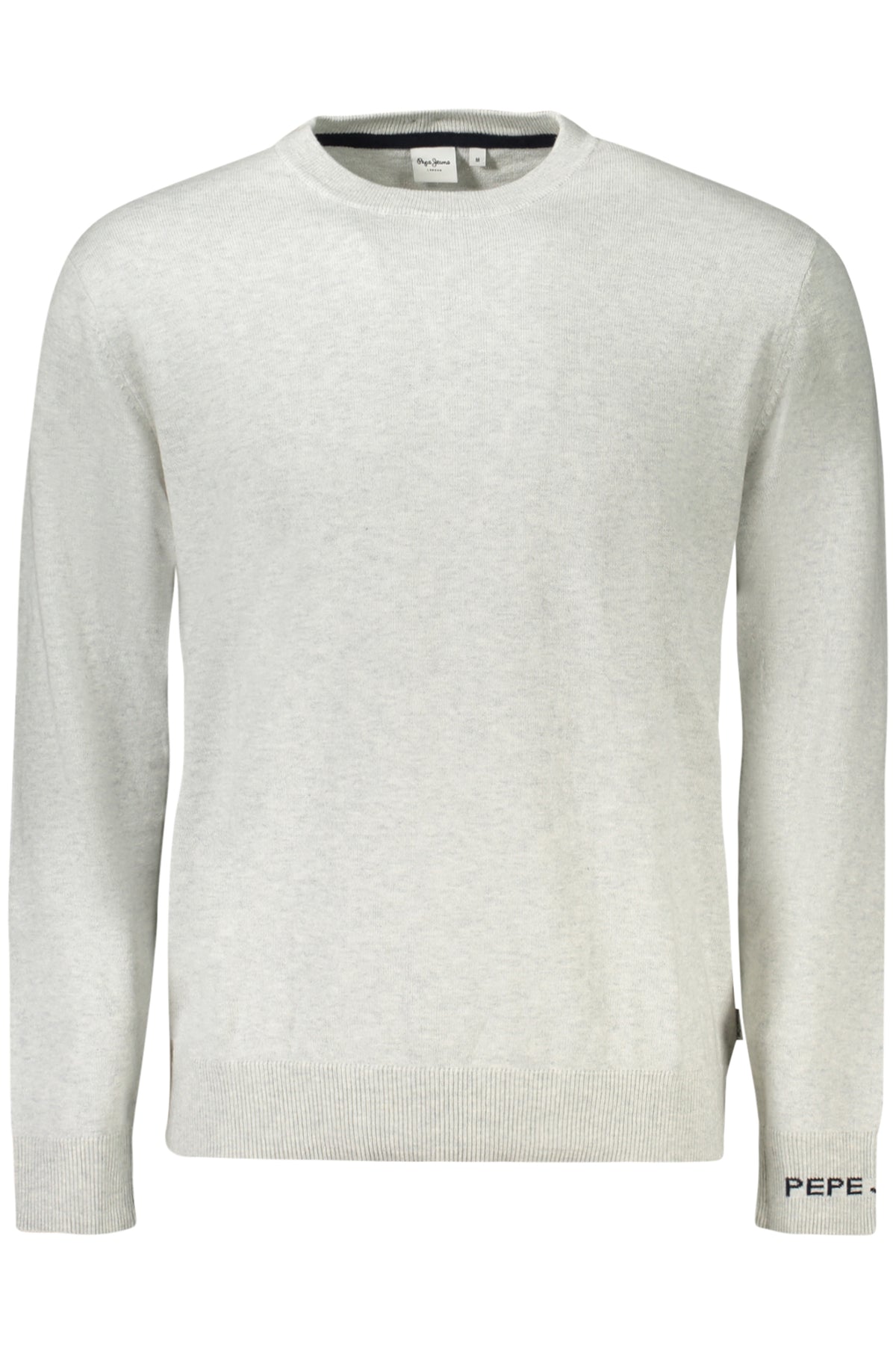 PM7000013ANDRE CREW NECK_GR913 – Grauer Herrenpullover mit Rundhals & Stickerei - Eleganter Look – Größe: S, M, L, XL, 2XL – Farbe: Grigio