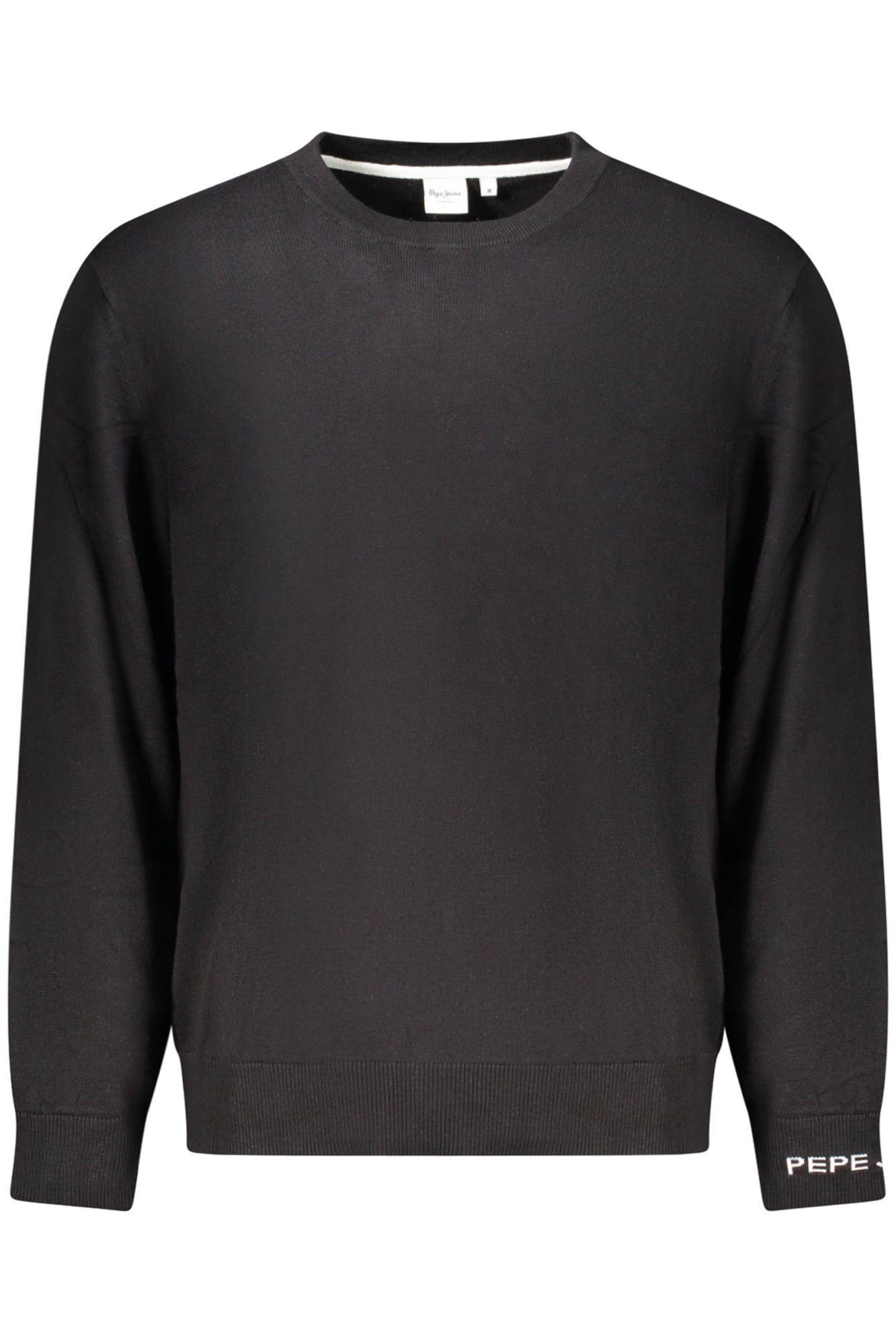 PM7000013ANDRE CREW NECK_NE999 – Schwarzer Herrenpullover mit Rundhalsausschnitt und Stickerei-Details – Größe: S, M, L, XL, 2XL – Farbe: Nero