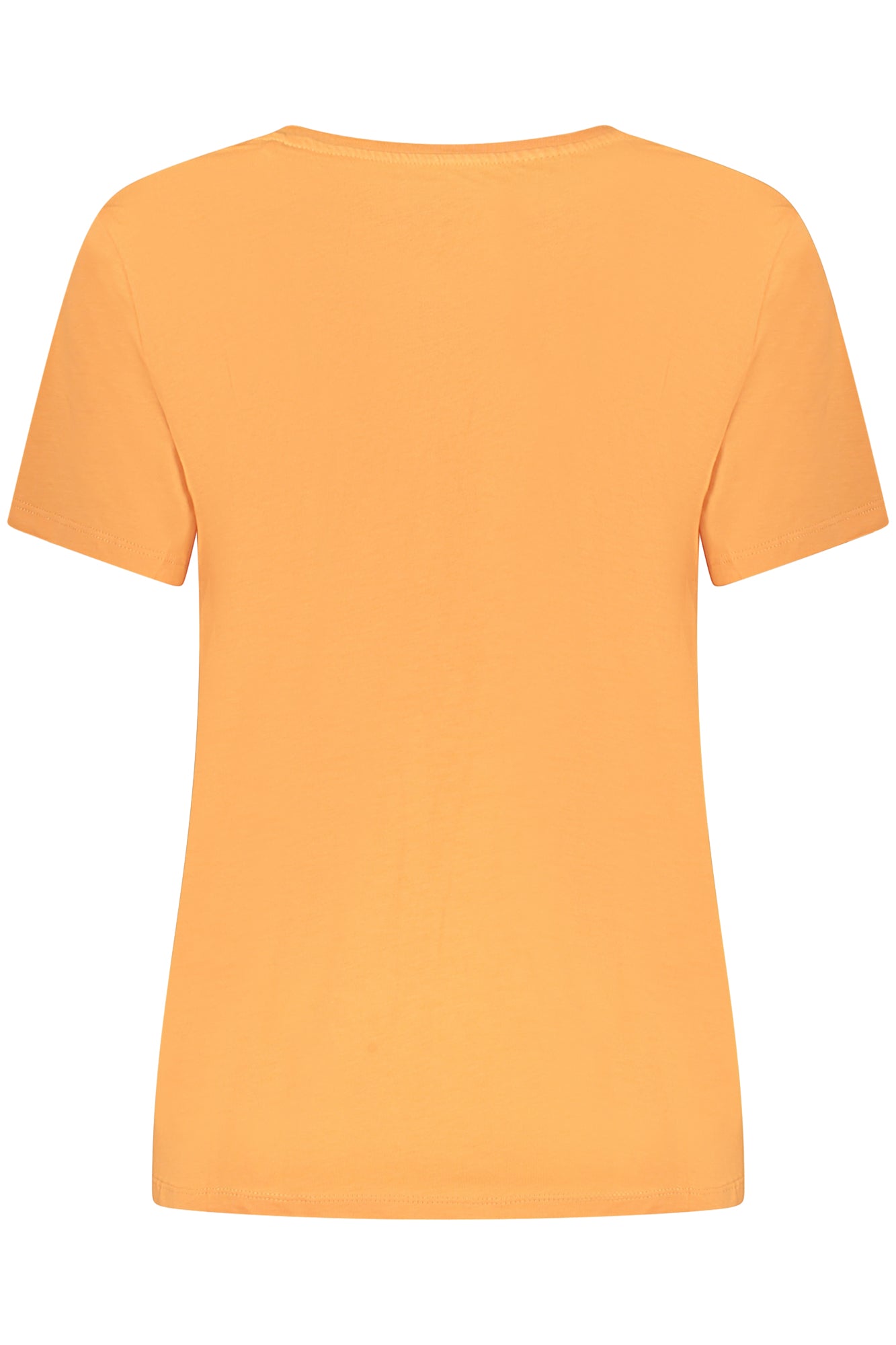 PL506051MACYVNECK_AR133 – Damen T-Shirt Orange: V-Ausschnitt, Print, Nachhaltige Baumwolle – Größe: XS, S, M, L, XL – Farbe: Arancione