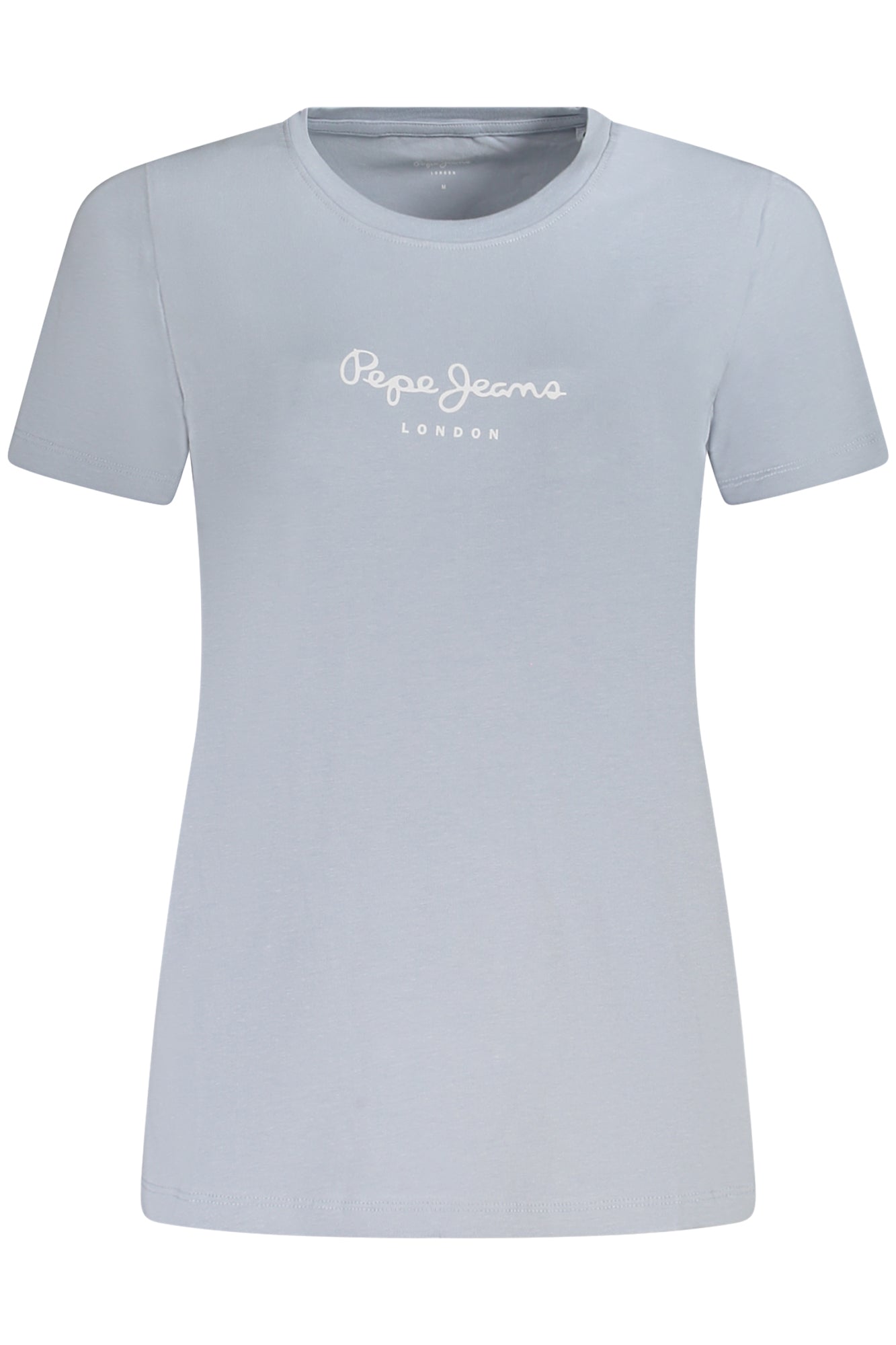 PL505202NEWVIRGINIA_AZ516 – Damen Kurzarm-T-Shirt Hellblau aus Nachhaltiger Baumwolle mit Print – Größe: XS, S, M, L, XL – Farbe: Azzurro