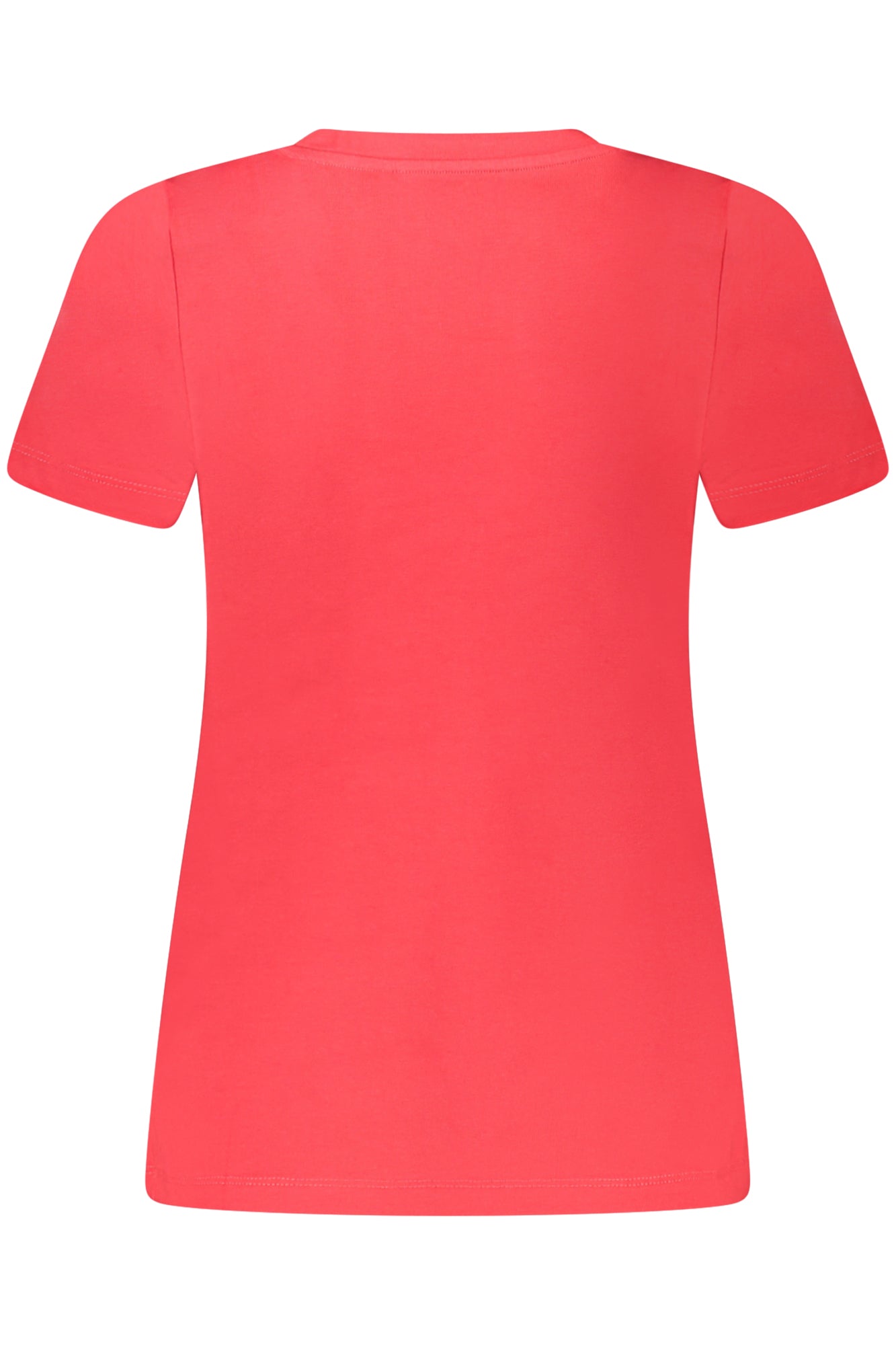 PL505202NEWVIRGINIA_RO255 – Damen T-Shirt Rot: Nachhaltig, Kurzarm, Rundhals mit Druckmotiv – Größe: XS, S, M, L, XL – Farbe: Rosso