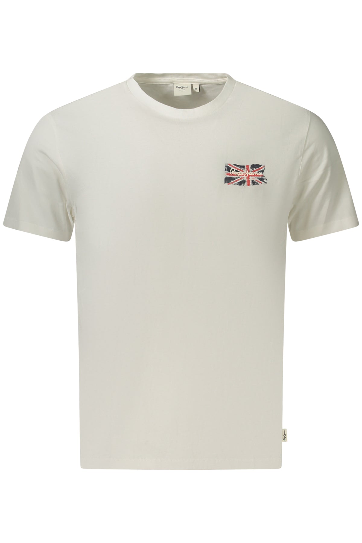 PM5010311SMALLFLAG_BI800 – Stylisches Herren Kurzarm-T-Shirt aus Bio-Baumwolle in Weiß – Größe: S, M, L, XL, 2XL – Farbe: Bianco