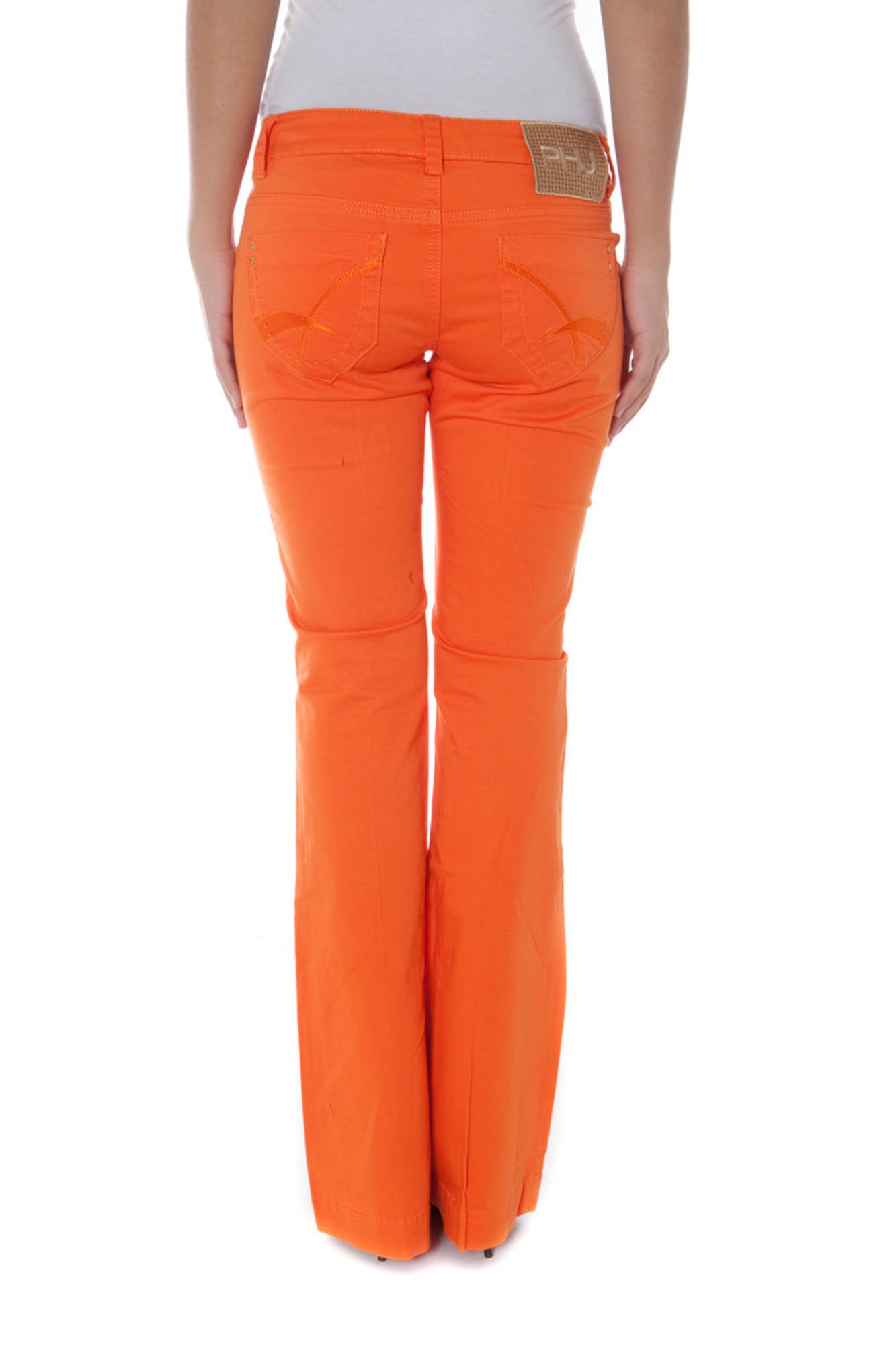 P2706210429404-CRISSYCOLOR_ARANCIO_F001 – Damenhose Orange: Enger Schnitt mit 5 Taschen, Knopf & Reißverschluss – Größe: 24, 25, 27 – Farbe: Arancione