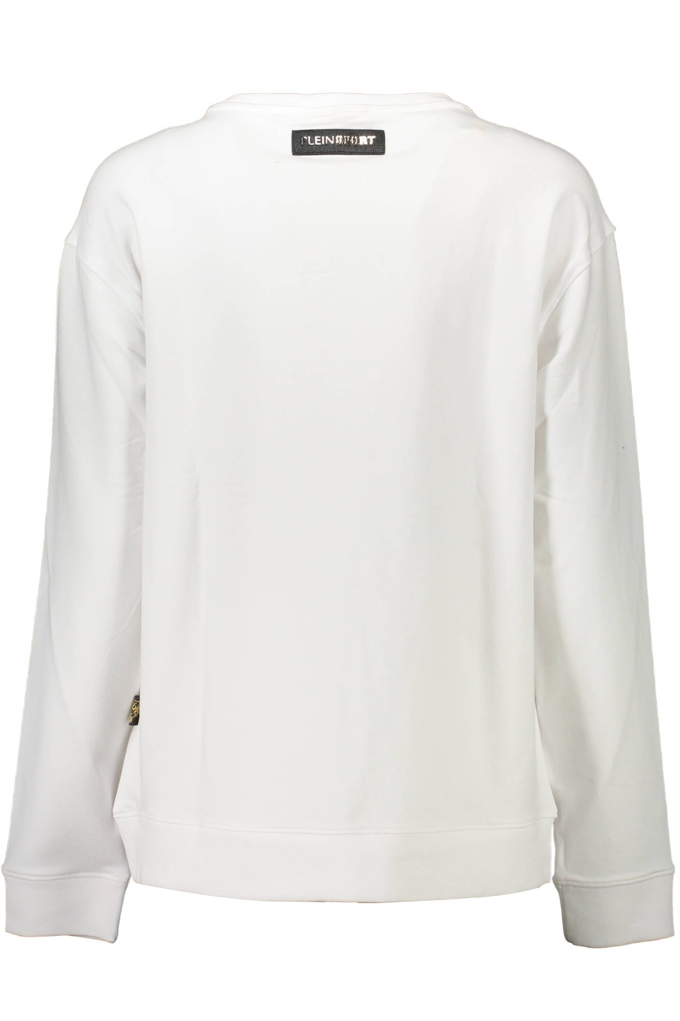 DFPS203_BIANCO_01-WHITE – Weißes Damen-Sweatshirt: Langarm, Rundhals, auffällige Details – Größe: XS, S, M, L, XL – Farbe: Bianco