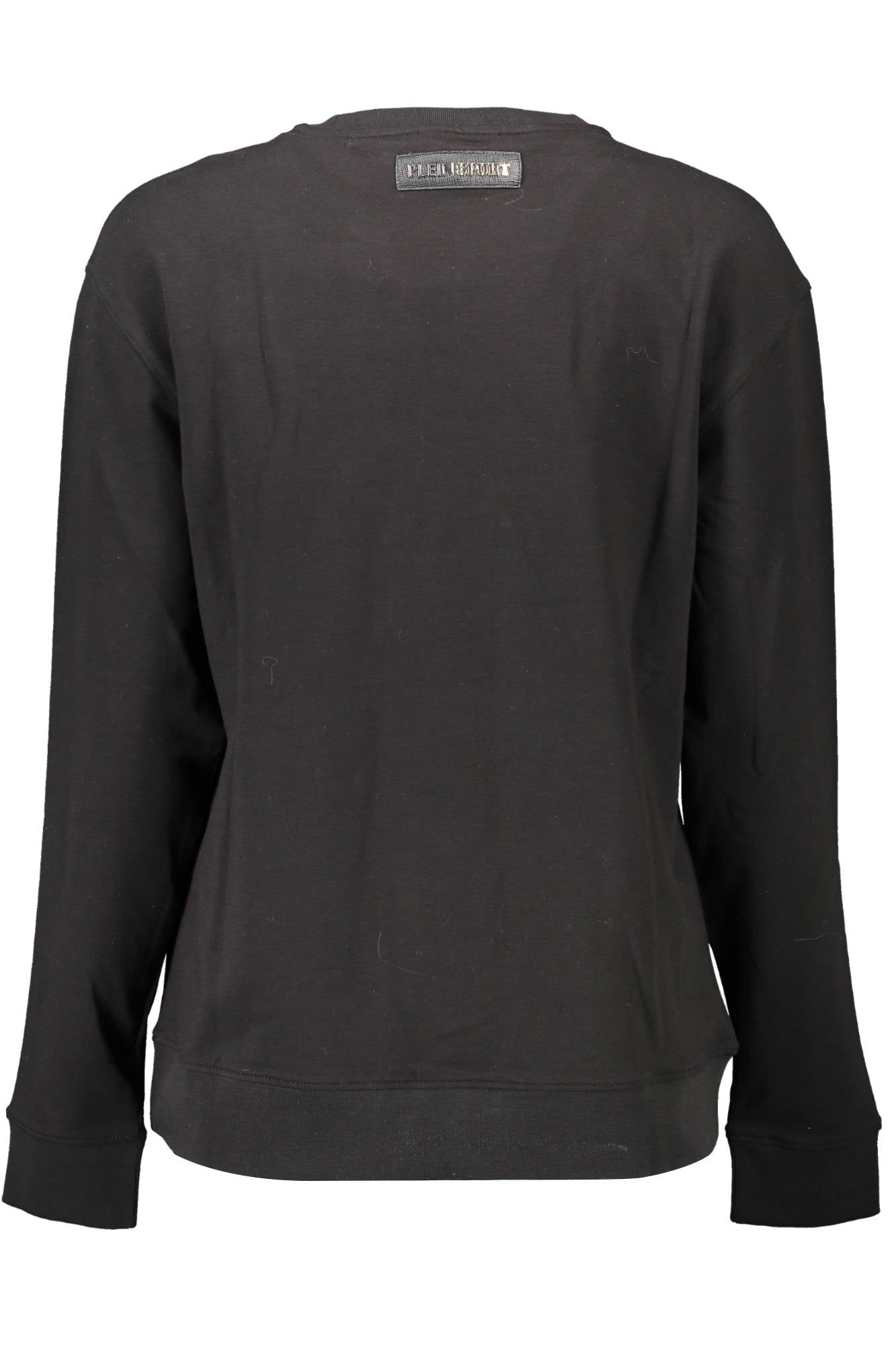 DFPS203_NERO_99-BLACK – Schwarzer Damenpullover: Langarm, Kontrastdetails, Druck & Logo – Größe: XS, S, M, L, XL – Farbe: Nero