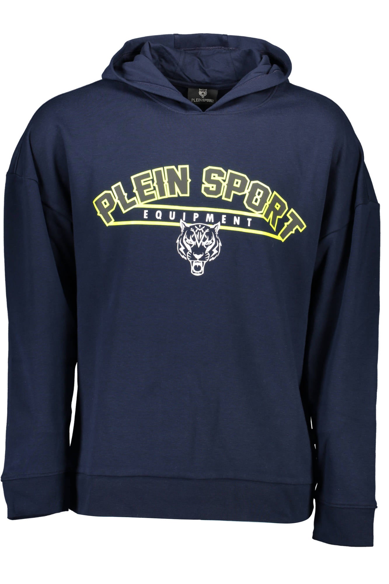 FIPS219_BLU_85-NAVY – Blauer Herren Kapuzenpullover mit Kontrasten und Logo-Print – Größe: S, M, L, XL – Farbe: Blu