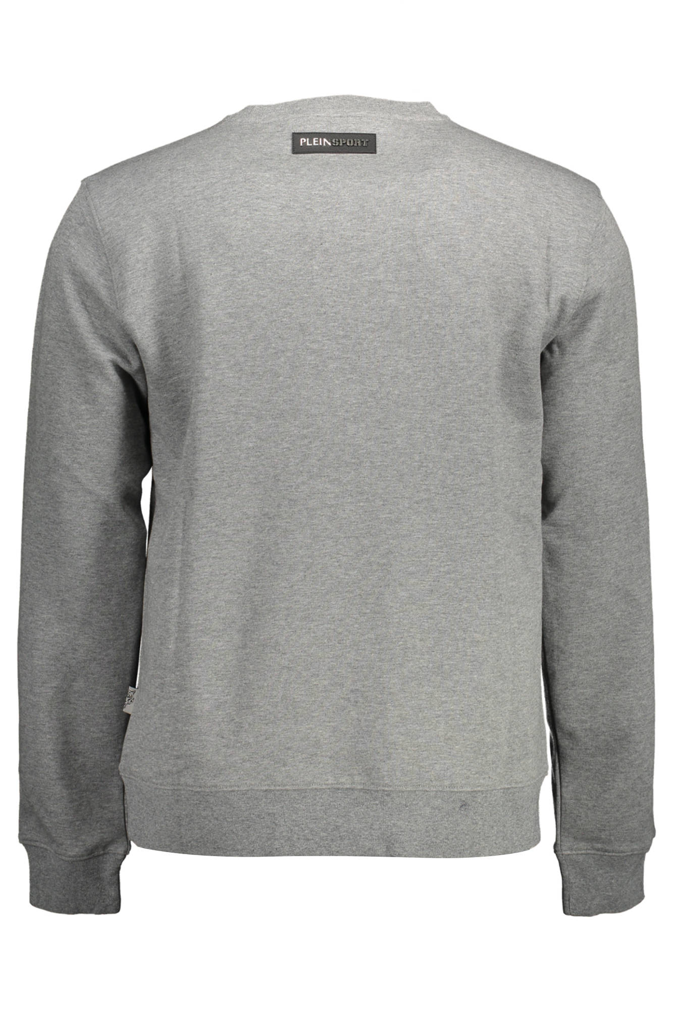 FIPS211_GRIGIO_94-GREY – Grauer Herrenpullover: Langarm mit Kontrastdetails & Logo-Print – Größe: M, L, XL, 2XL – Farbe: Grigio