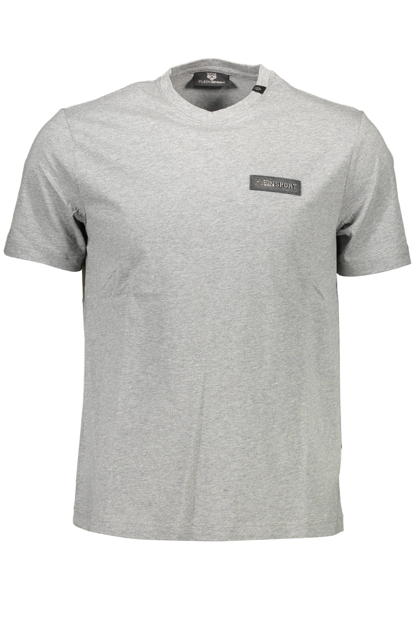 TIPS121_GRIGIO_94-GREY – Graues Herren Kurzarm-T-Shirt mit Rückendruck und Kontrastdetails – Größe: S, M, XL, L – Farbe: Grigio