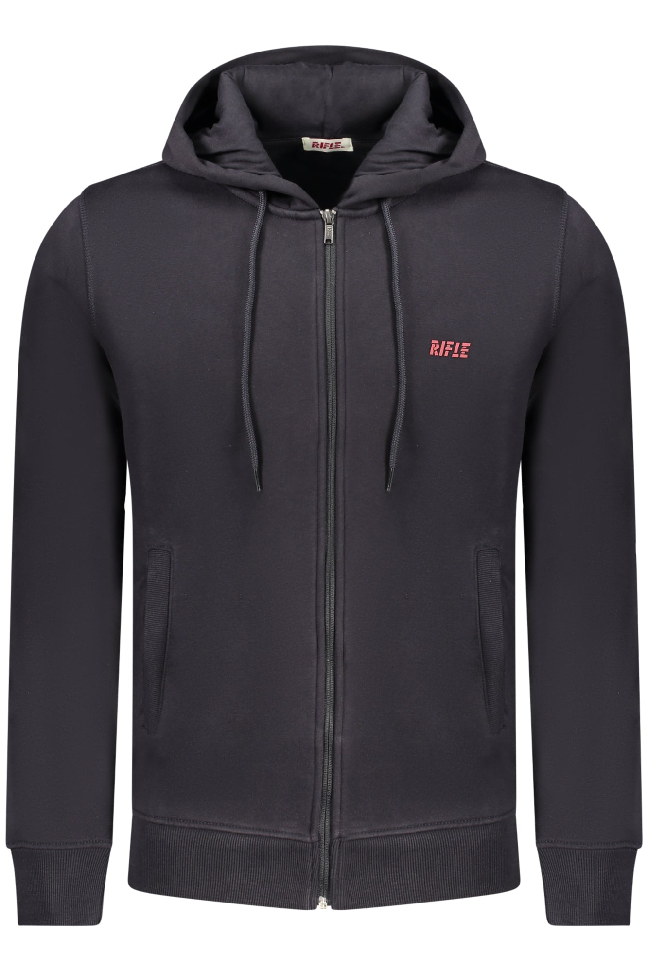 RFF019_BLBLU – Gefütterter Herren-Hoodie Blau mit Reißverschluss und erhabenem Druck – Größe: M, L, XL, 2XL, 3XL – Farbe: Blu