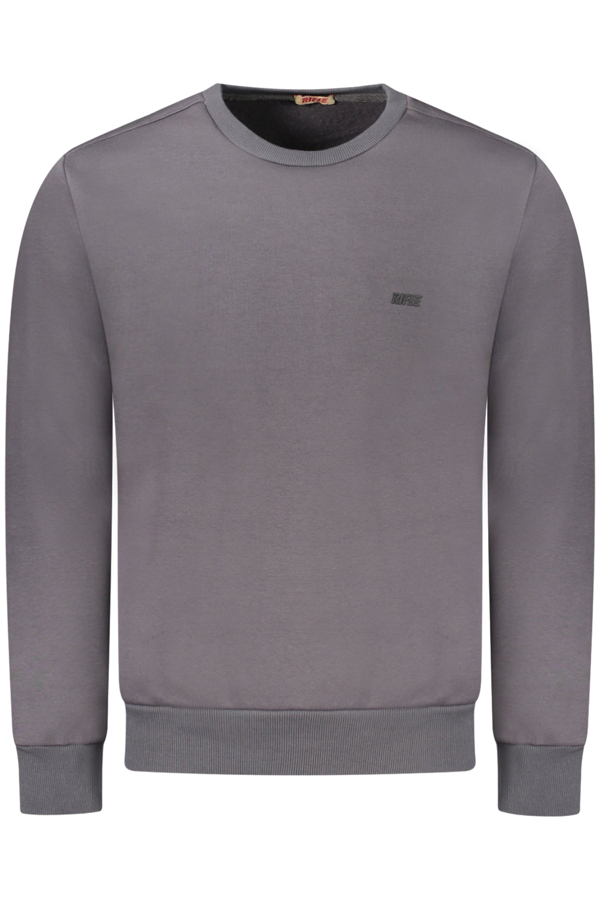 RFF016_GRPIOMBO – Graues Herren Sweatshirt: Gefüttert, Rundhals, Langarm, Applikation – Größe: S, M, XL, L, 2XL, 3XL – Farbe: Grigio