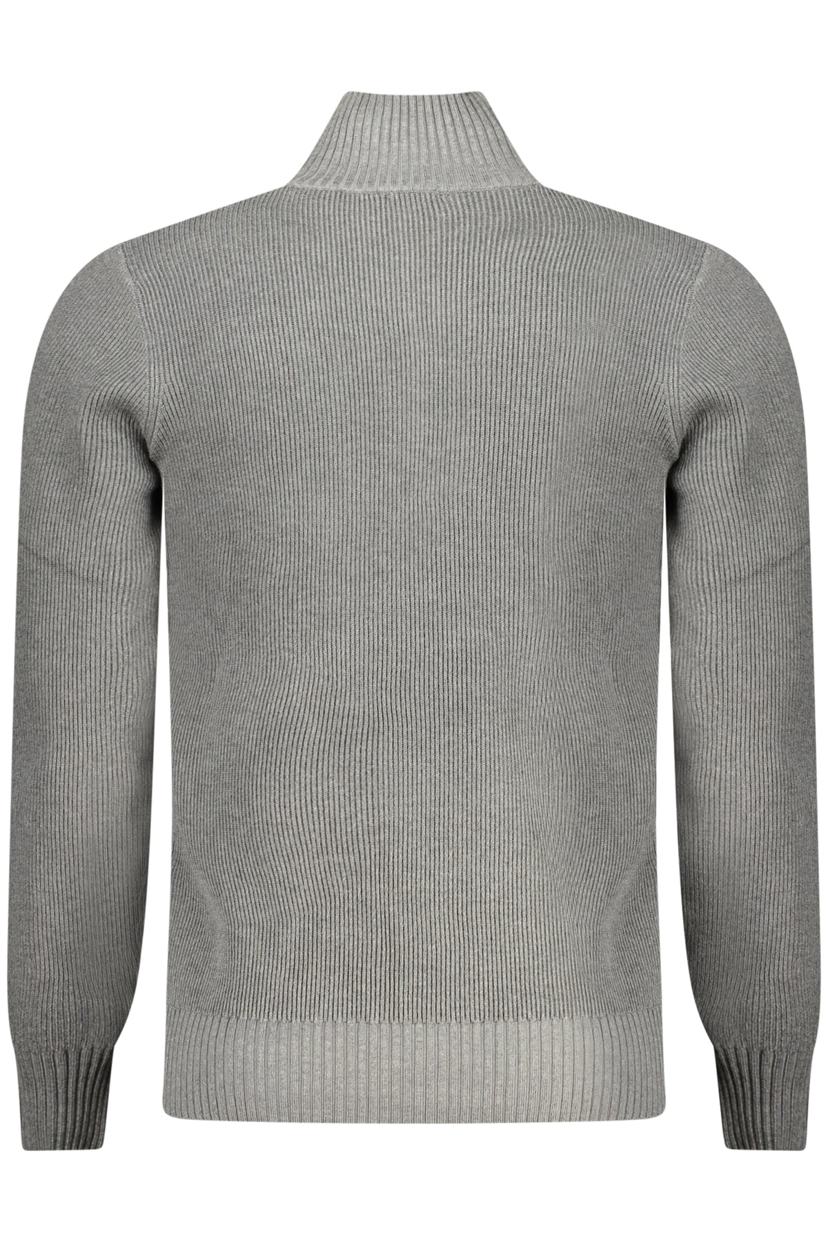 RFTR436_GRGMELAN – Grauer Herrenpullover mit halbem Reißverschluss und Logo-Detail – Größe: M, L, XL, 2XL, 3XL – Farbe: Grigio