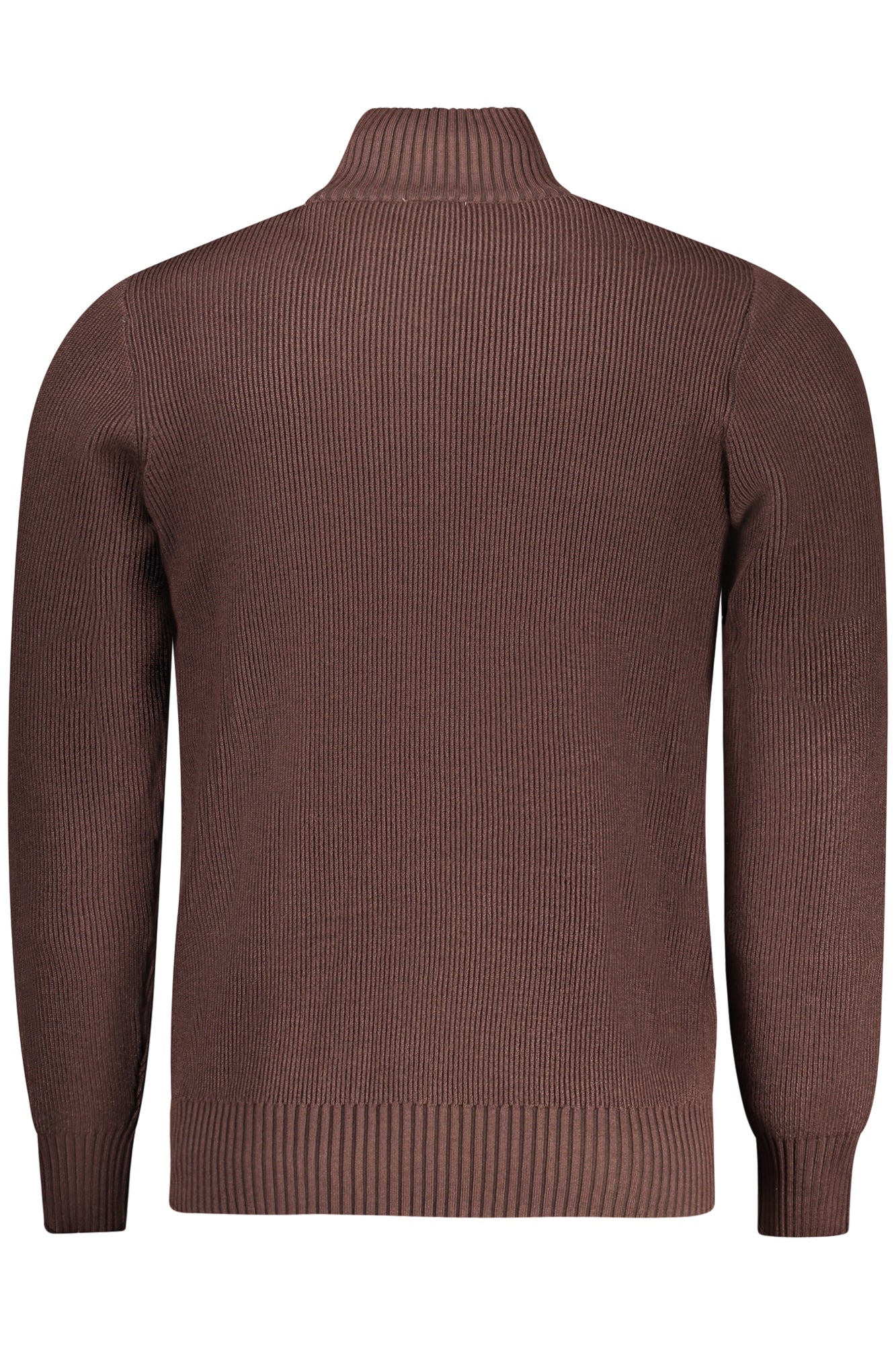 RFTR436_MAMORO – Braunes Herren-Langarmshirt mit Halbreißverschluss und Logodetail – Größe: M, L, XL, 2XL, 3XL – Farbe: Marrone